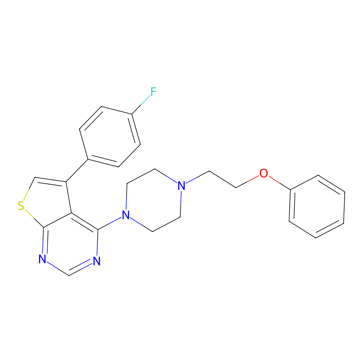 5-(4-Fluorophenyl)-4-[4-(2-phenoxyethyl)piperazin-1-yl]thieno[2,3-d]pyrimidine molecular structure, CAS 433702-32-0