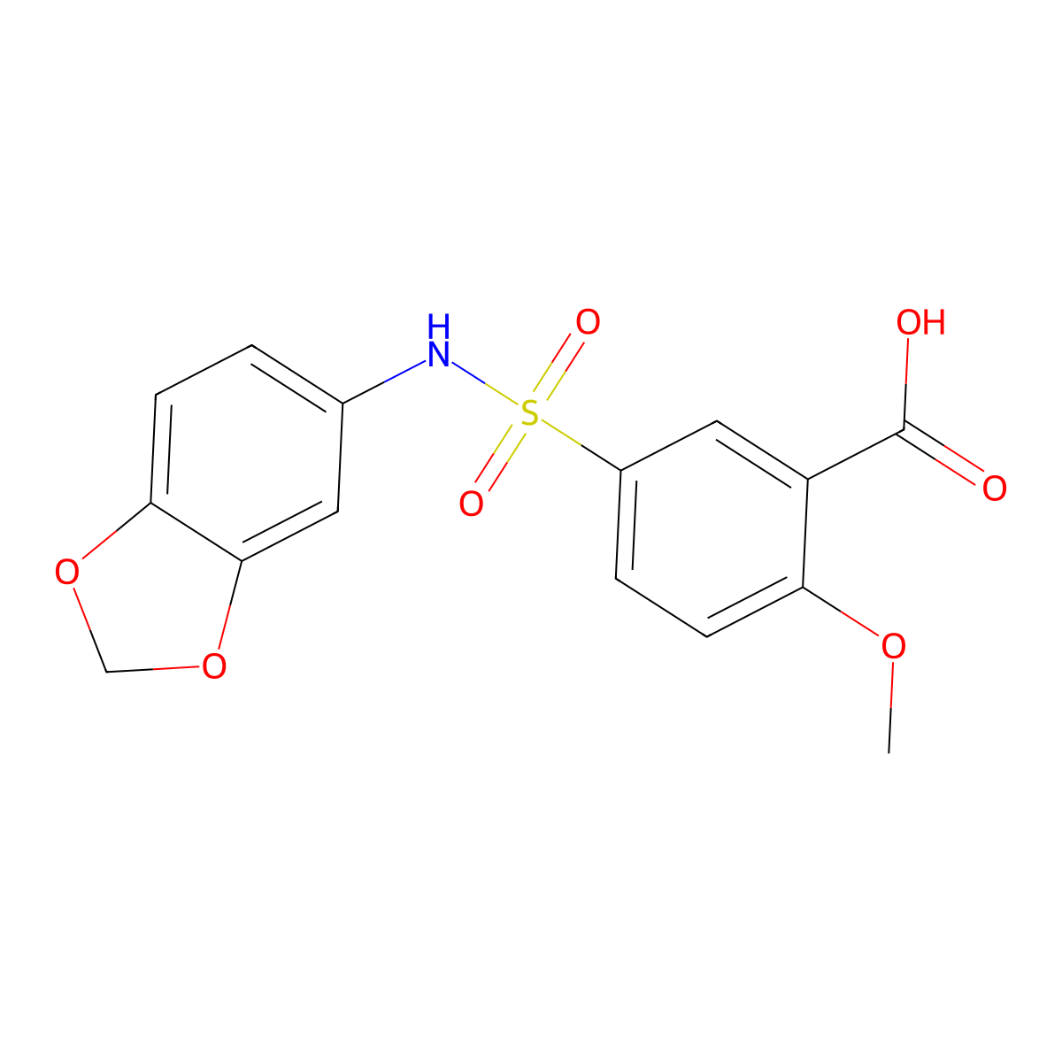 5-(1,3-Benzodioxol-5-ylsulfamoyl)-2-methoxybenzoic acid molecular structure, CAS 433702-39-7