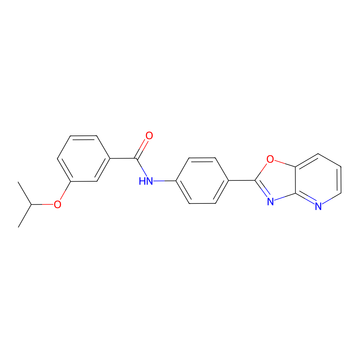N-[4-([1,3]oxazolo[4,5-b]pyridin-2-yl)phenyl]-3-propan-2-yloxybenzamide molecular structure, CAS 433702-42-2