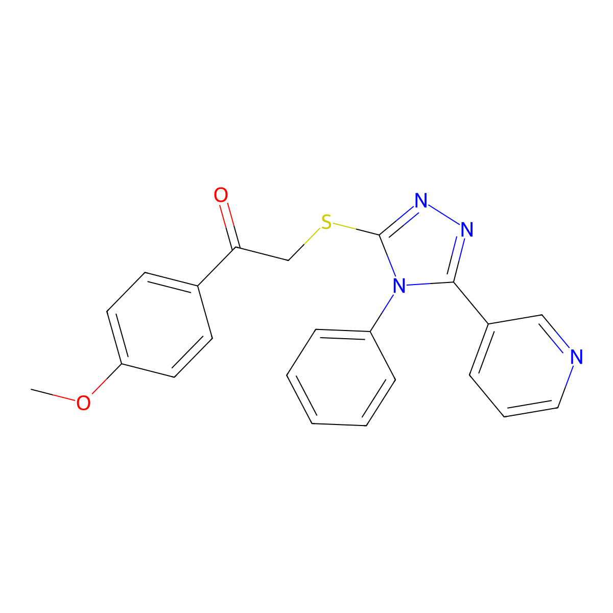 1-(4-methoxyphenyl)-2-[(4-phenyl-5-pyridin-3-yl-4H-1,2,4-triazol-3-yl)thio]ethanone molecular structure, CAS 433702-48-8