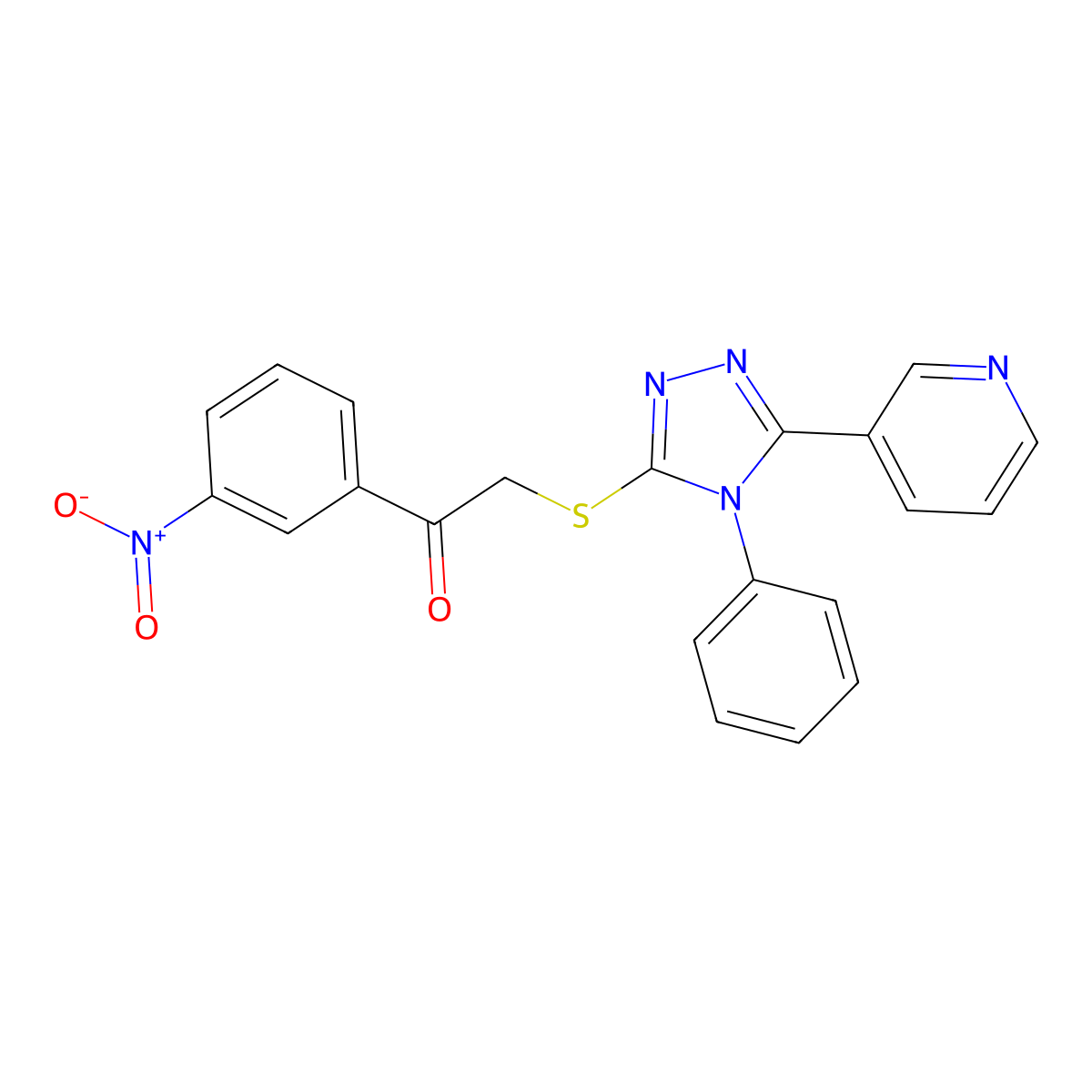 1-(3-Nitrophenyl)-2-[(4-phenyl-5-pyridin-3-yl-1,2,4-triazol-3-yl)sulfanyl]ethanone molecular structure, CAS 433702-54-6
