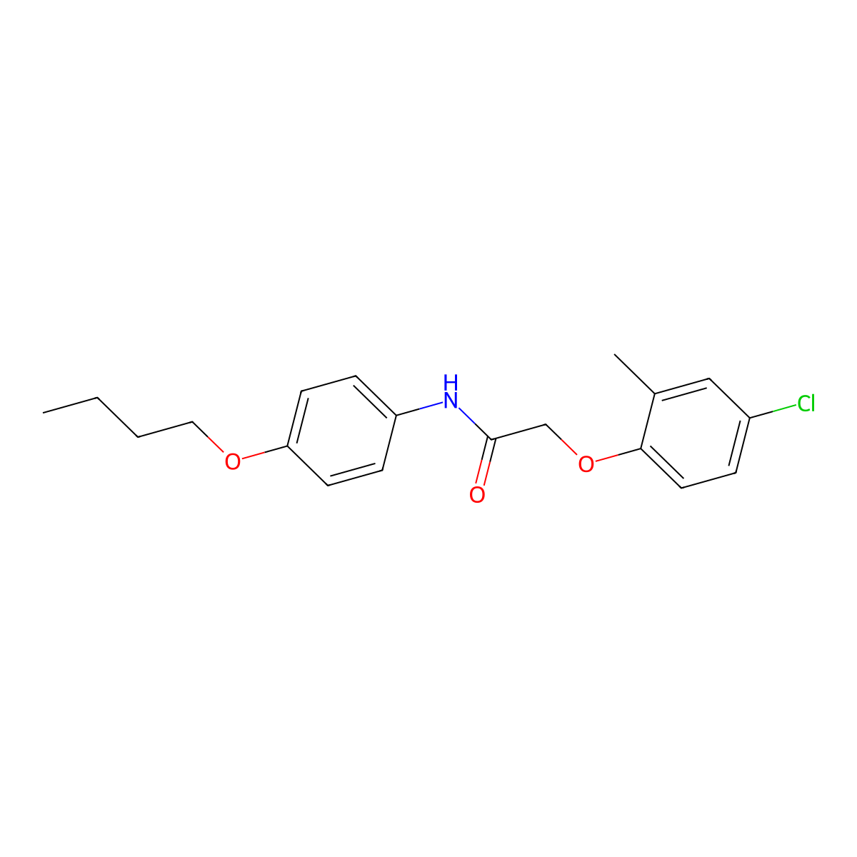 N-(4-butoxyphenyl)-2-(4-chloro-2-methylphenoxy)acetamide molecular structure, CAS 433702-57-9