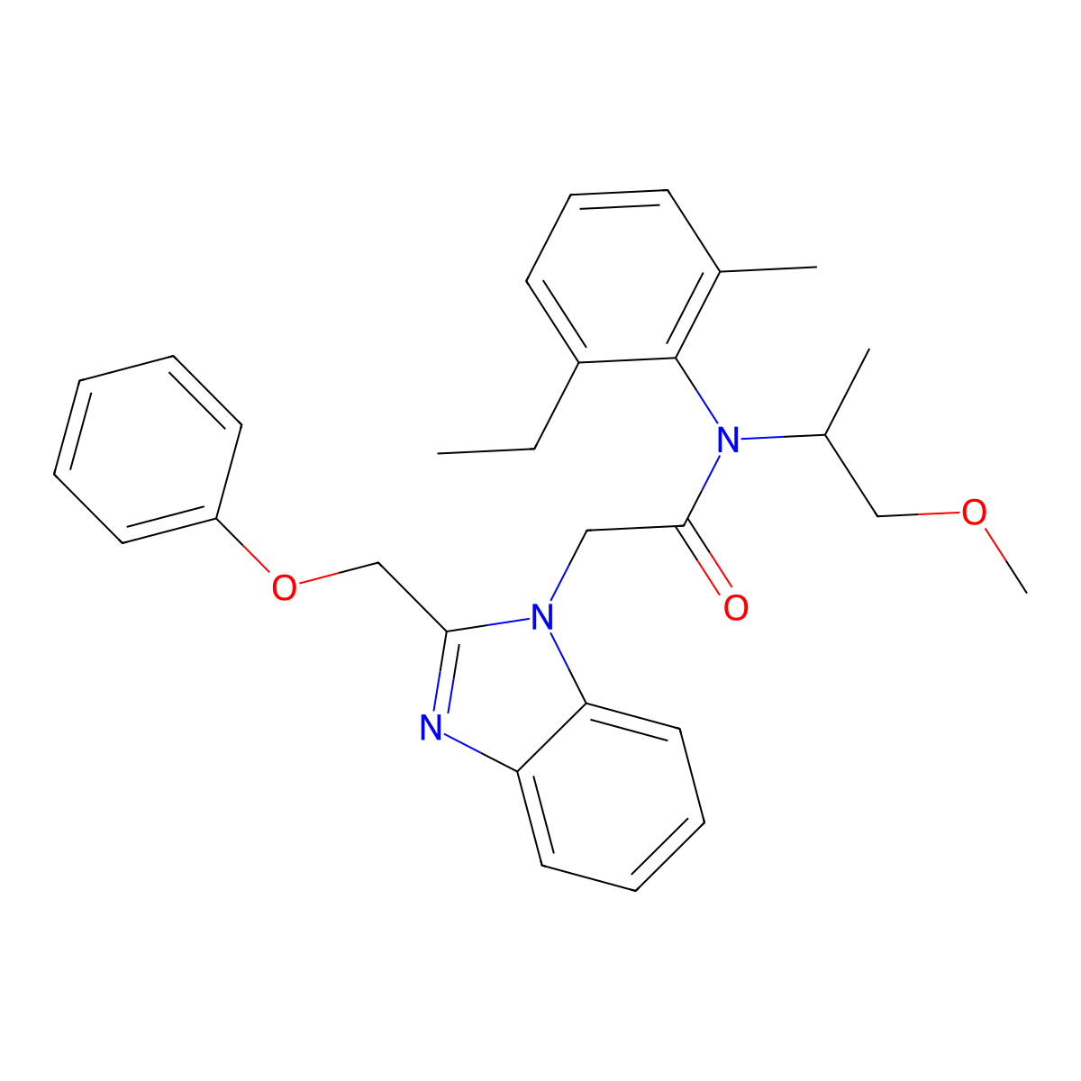 N-(2-ethyl-6-methylphenyl)-N-(1-methoxypropan-2-yl)-2-[2-(phenoxymethyl)benzimidazol-1-yl]acetamide molecular structure, CAS 433702-64-8