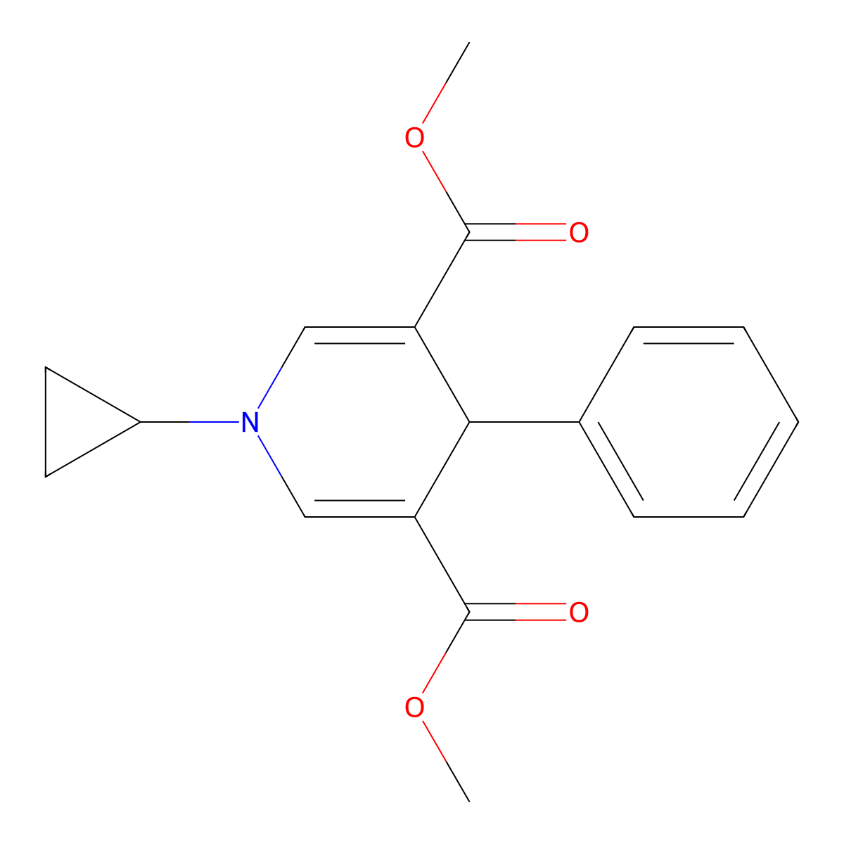 Dimethyl 1-cyclopropyl-4-phenyl-1,4-dihydropyridine-3,5-dicarboxylate molecular structure, CAS 433702-70-6