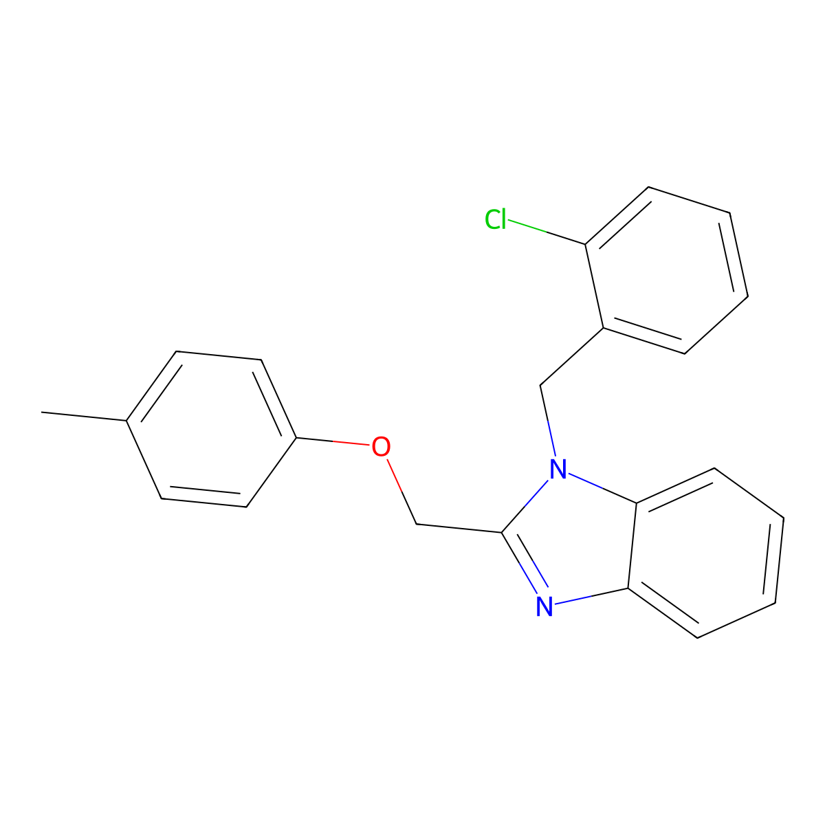 1-(2-chlorobenzyl)-2-((p-tolyloxy)methyl)-1H-benzo[d]imidazole molecular structure, CAS 433702-71-7