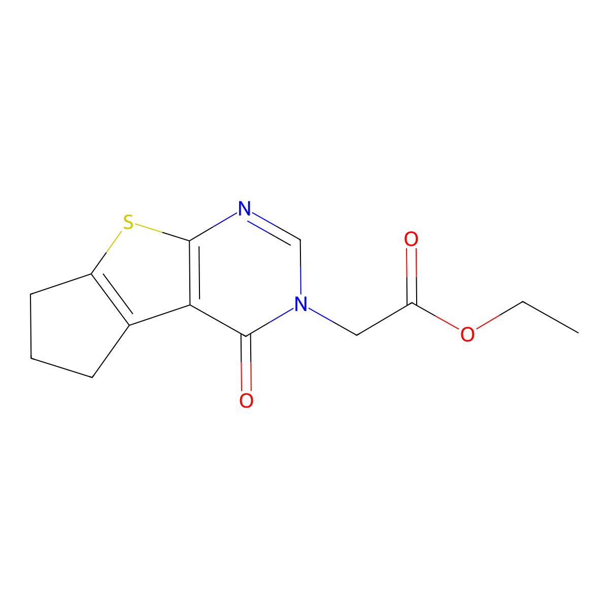 ethyl 2-(4-oxo-4,5,6,7-tetrahydro-3H-cyclopenta[4,5]thieno[2,3-d]pyrimidin-3-yl)acetate molecular structure, CAS 433702-79-5