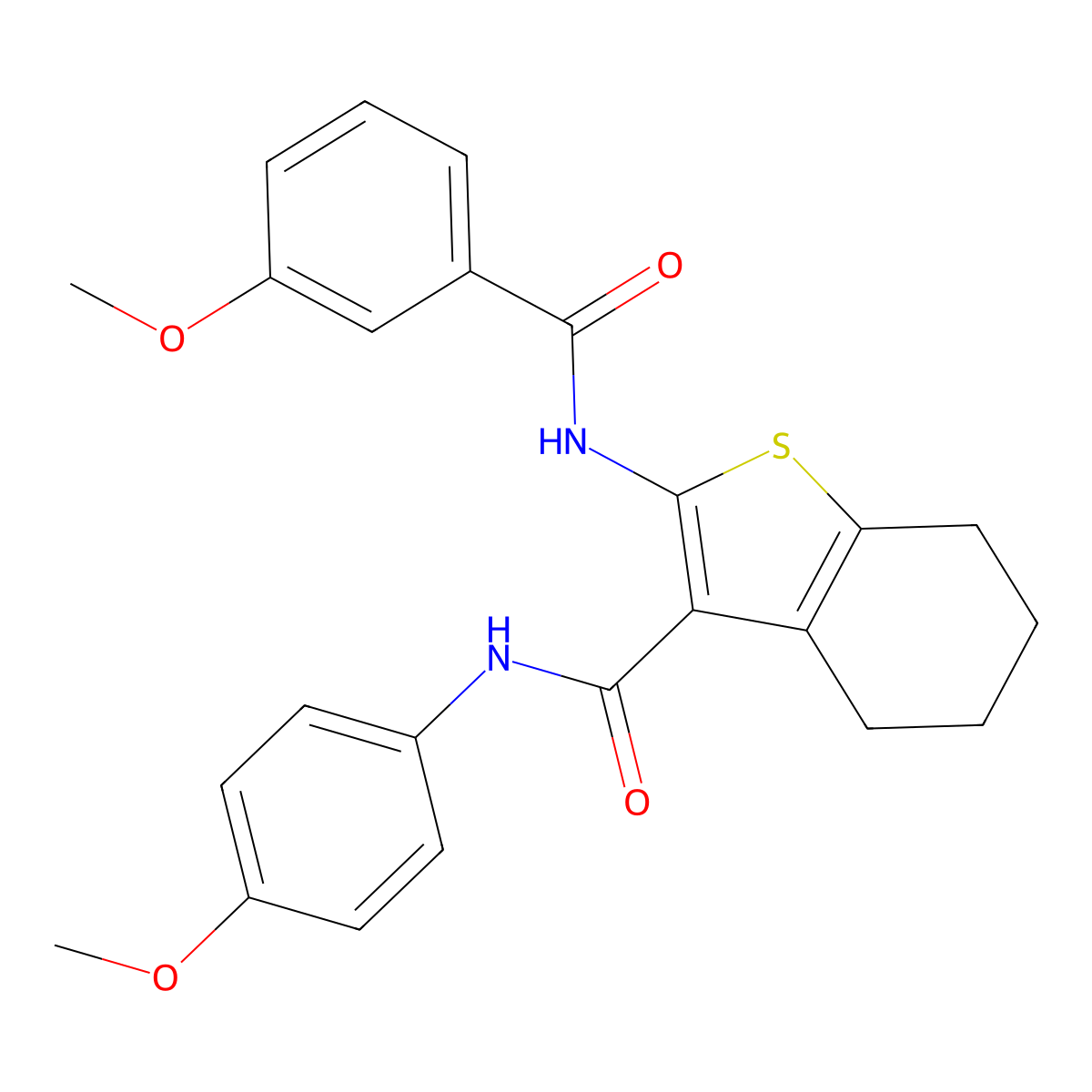 2-[(3-Methoxybenzoyl)amino]-N-(4-methoxyphenyl)-4,5,6,7-tetrahydro-1-benzothiophene-3-carboxamide molecular structure, CAS 433702-88-6