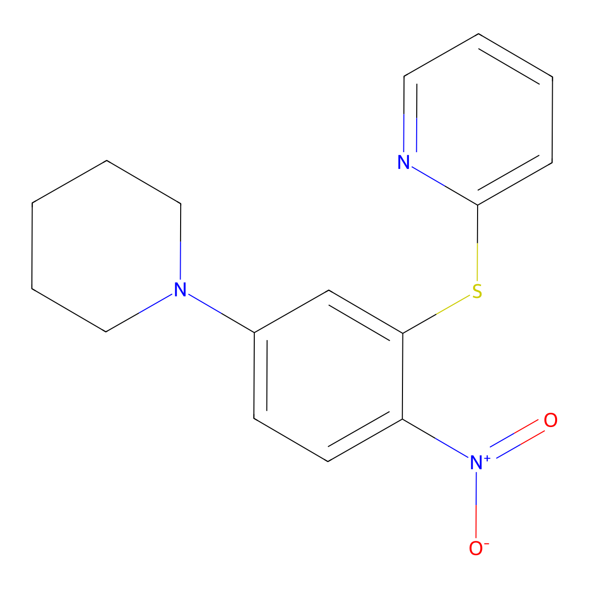 1-Nitro-4-piperidyl-2-(2-pyridylthio)benzene molecular structure, CAS 433702-97-7