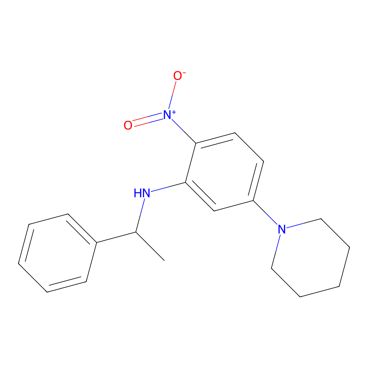 2-nitro-N-(1-phenylethyl)-5-(piperidin-1-yl)aniline molecular structure, CAS 433703-14-1