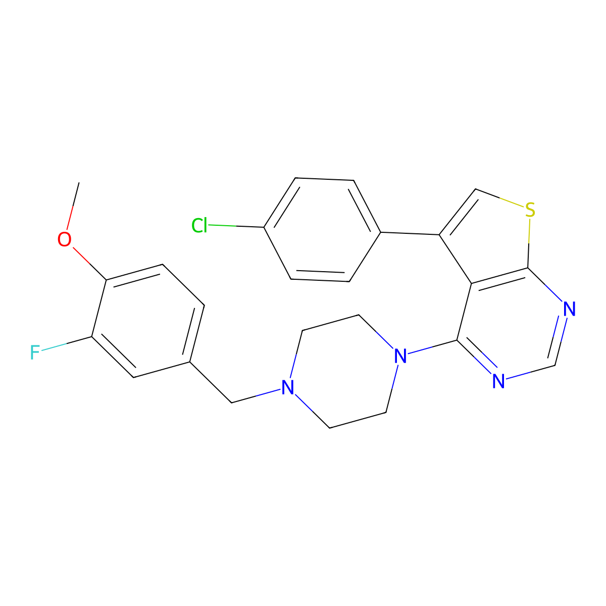 5-(4-Chlorophenyl)-4-(4-(3-fluoro-4-methoxybenzyl)piperazin-1-yl)thieno[2,3-d]pyrimidine molecular structure, CAS 433703-21-0
