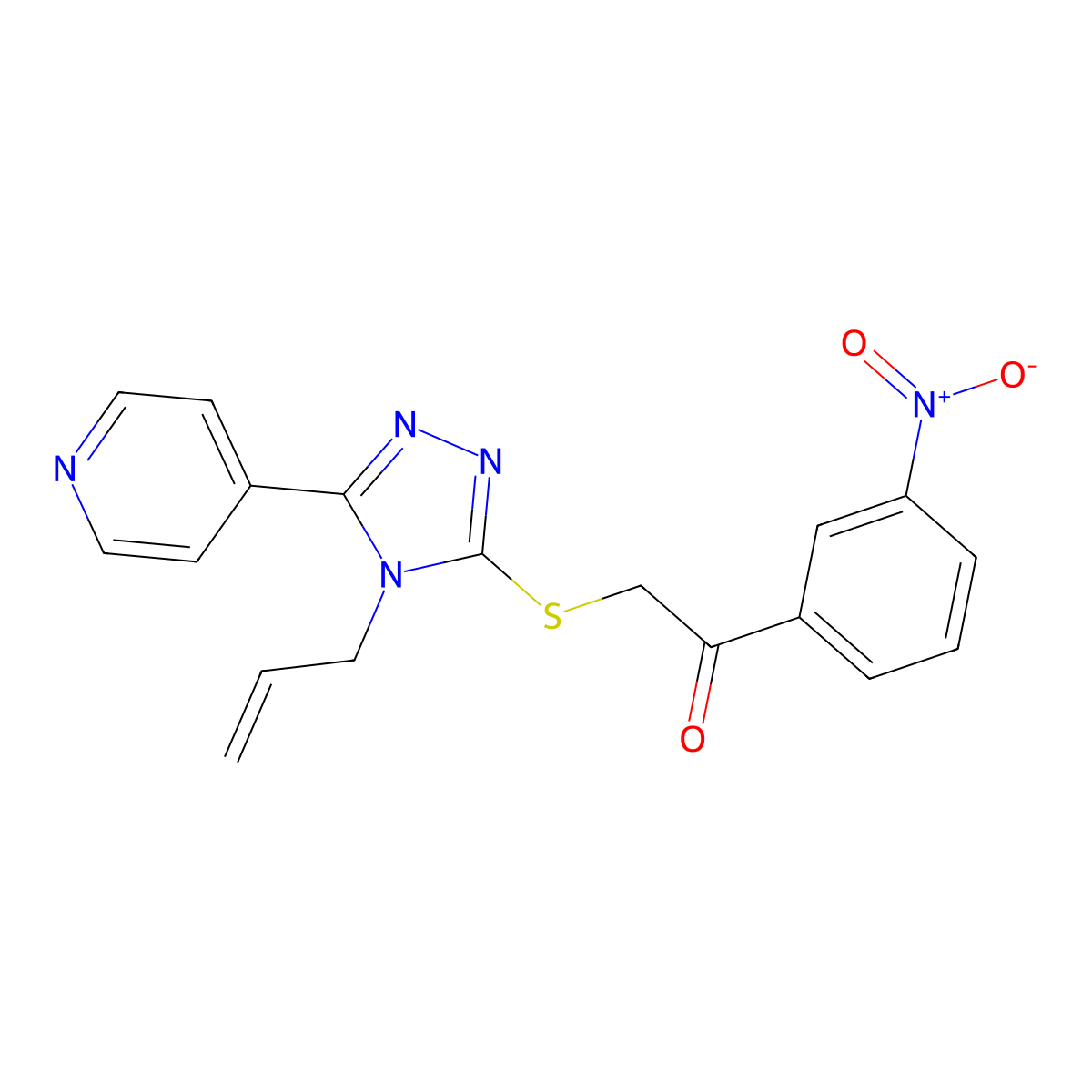 2-((4-allyl-5-(pyridin-4-yl)-4H-1,2,4-triazol-3-yl)thio)-1-(3-nitrophenyl)ethanone molecular structure, CAS 433703-24-3