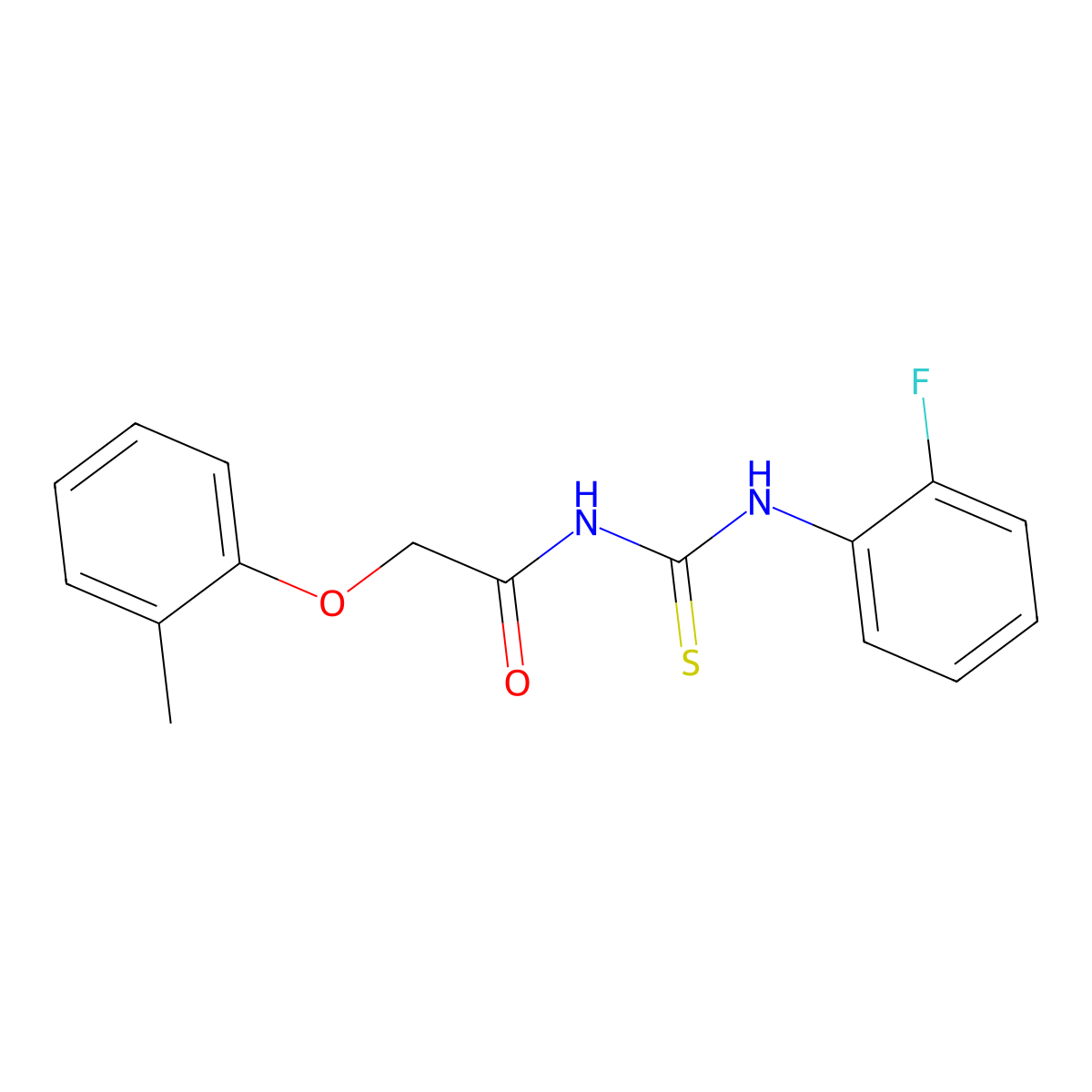 N-[(2-fluorophenyl)carbamothioyl]-2-(2-methylphenoxy)acetamide molecular structure, CAS 433703-64-1