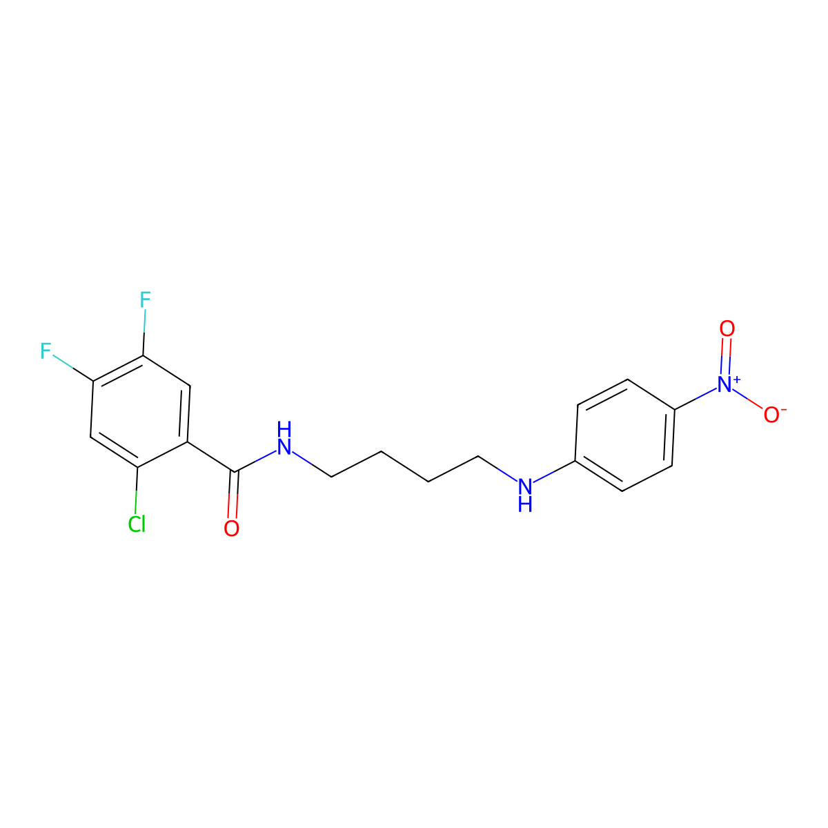 2-chloro-4,5-difluoro-N-[4-(4-nitroanilino)butyl]benzamide molecular structure, CAS 433703-85-6