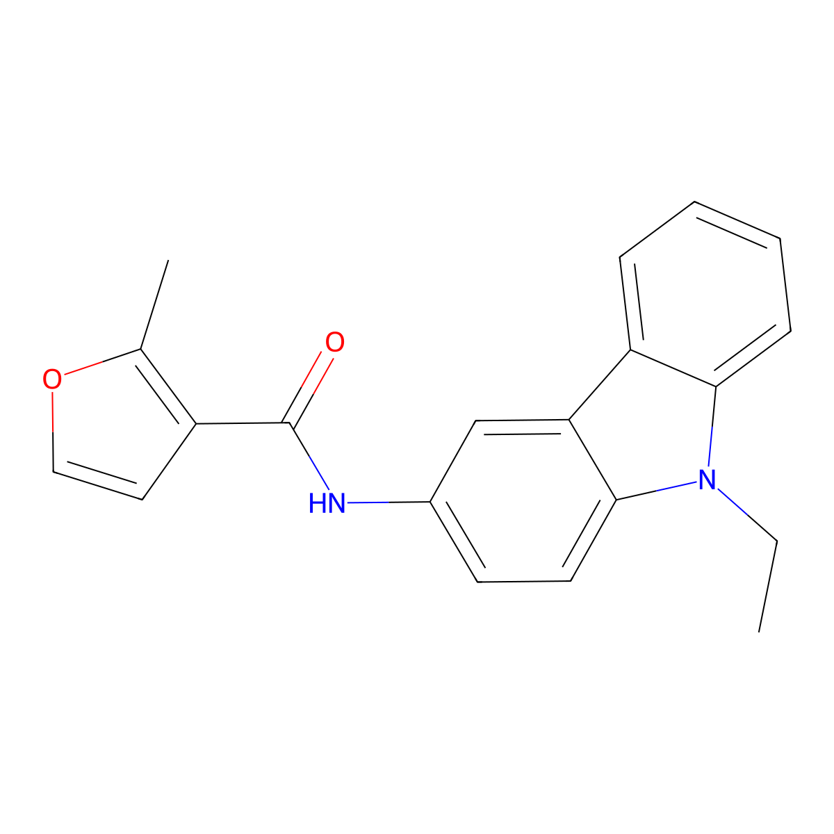 N-(9-ethylcarbazol-3-yl)-2-methylfuran-3-carboxamide molecular structure, CAS 433703-95-8