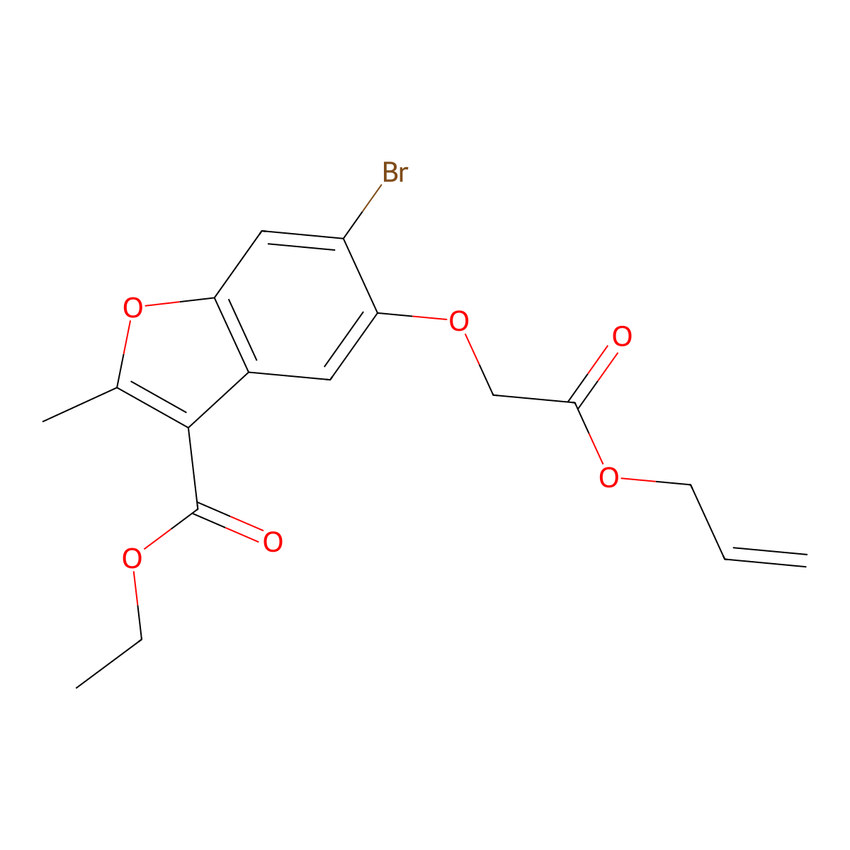 Ethyl 6-bromo-2-methyl-5-[2-oxo-2-(prop-2-en-1-yloxy)ethoxy]-1-benzofuran-3-carboxylate molecular structure, CAS 433704-05-3