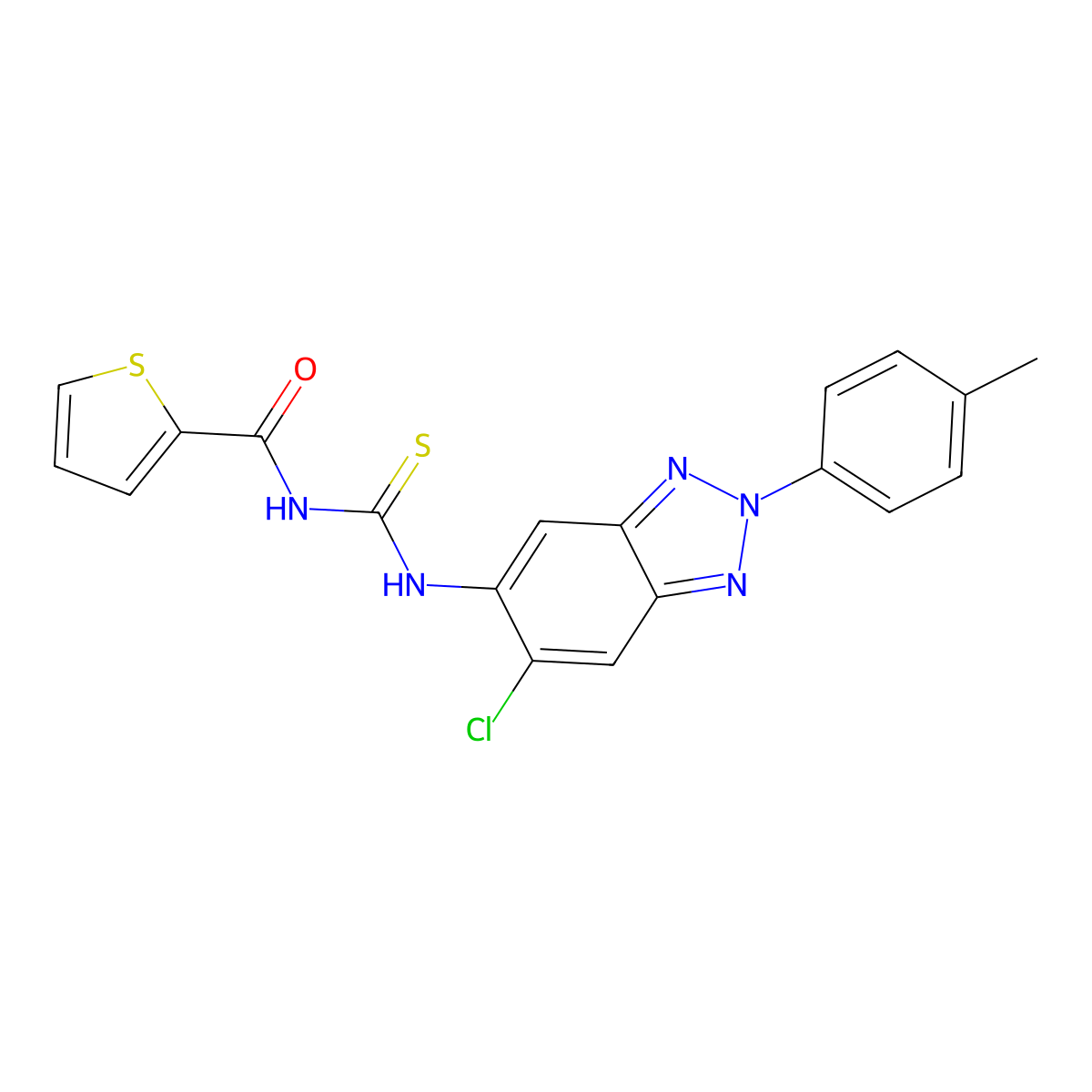 N-[[6-chloro-2-(4-methylphenyl)benzotriazol-5-yl]carbamothioyl]thiophene-2-carboxamide molecular structure, CAS 433704-09-7