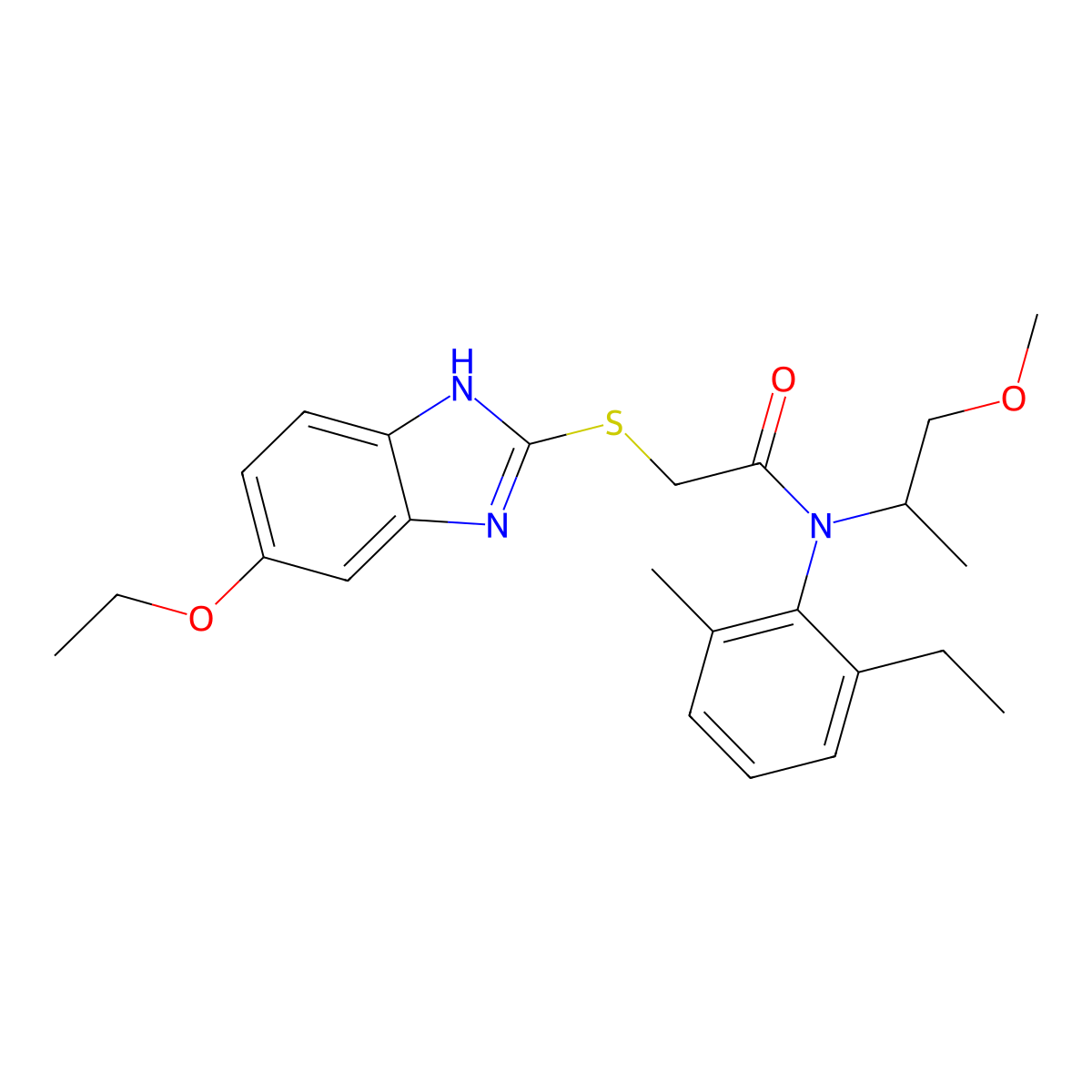 2-((5-ethoxy-1H-benzo[d]imidazol-2-yl)thio)-N-(2-ethyl-6-methylphenyl)-N-(1-methoxypropan-2-yl)acetamide molecular structure, CAS 433704-15-5