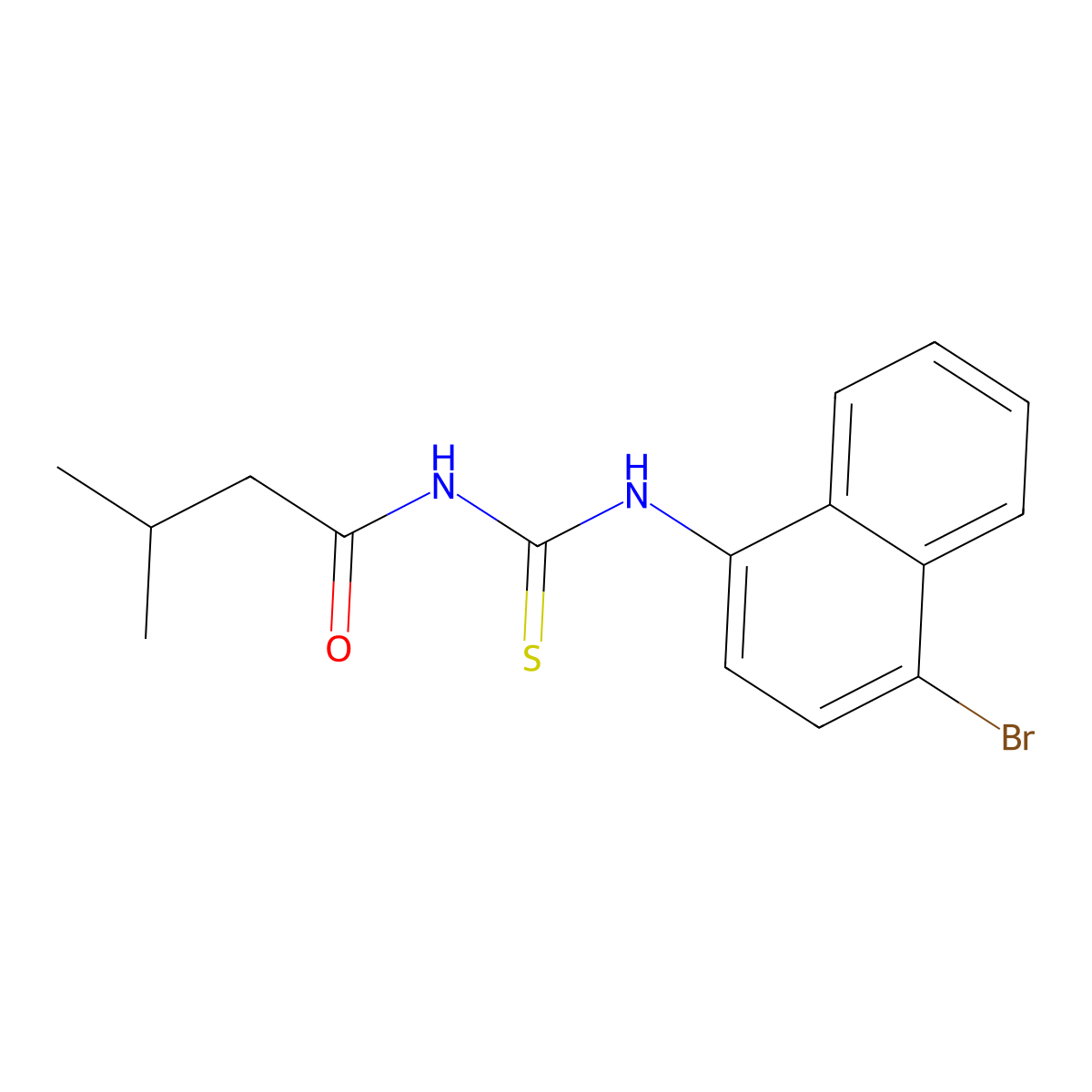 N-[(4-bromonaphthalen-1-yl)carbamothioyl]-3-methylbutanamide molecular structure, CAS 433704-24-6