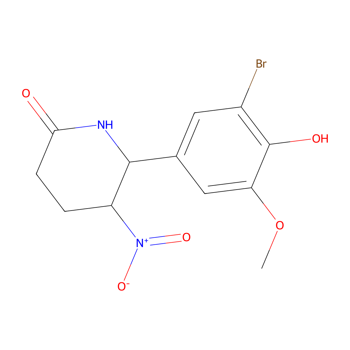 6-(3-Bromo-4-hydroxy-5-methoxyphenyl)-5-nitropiperidin-2-one molecular structure, CAS 433704-31-5