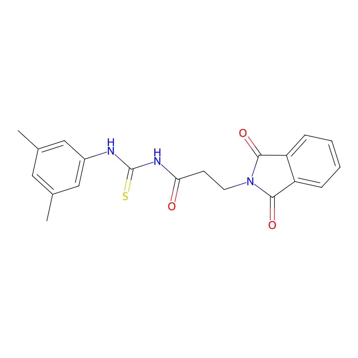 N-[(3,5-dimethylphenyl)carbamothioyl]-3-(1,3-dioxoisoindol-2-yl)propanamide molecular structure, CAS 433704-47-3