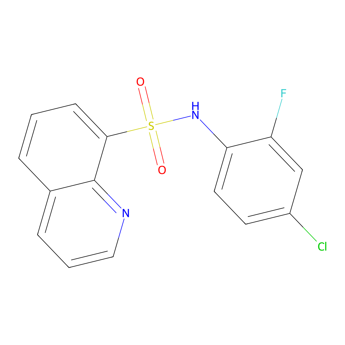 N-(4-chloro-2-fluorophenyl)quinoline-8-sulfonamide molecular structure, CAS 433704-58-6