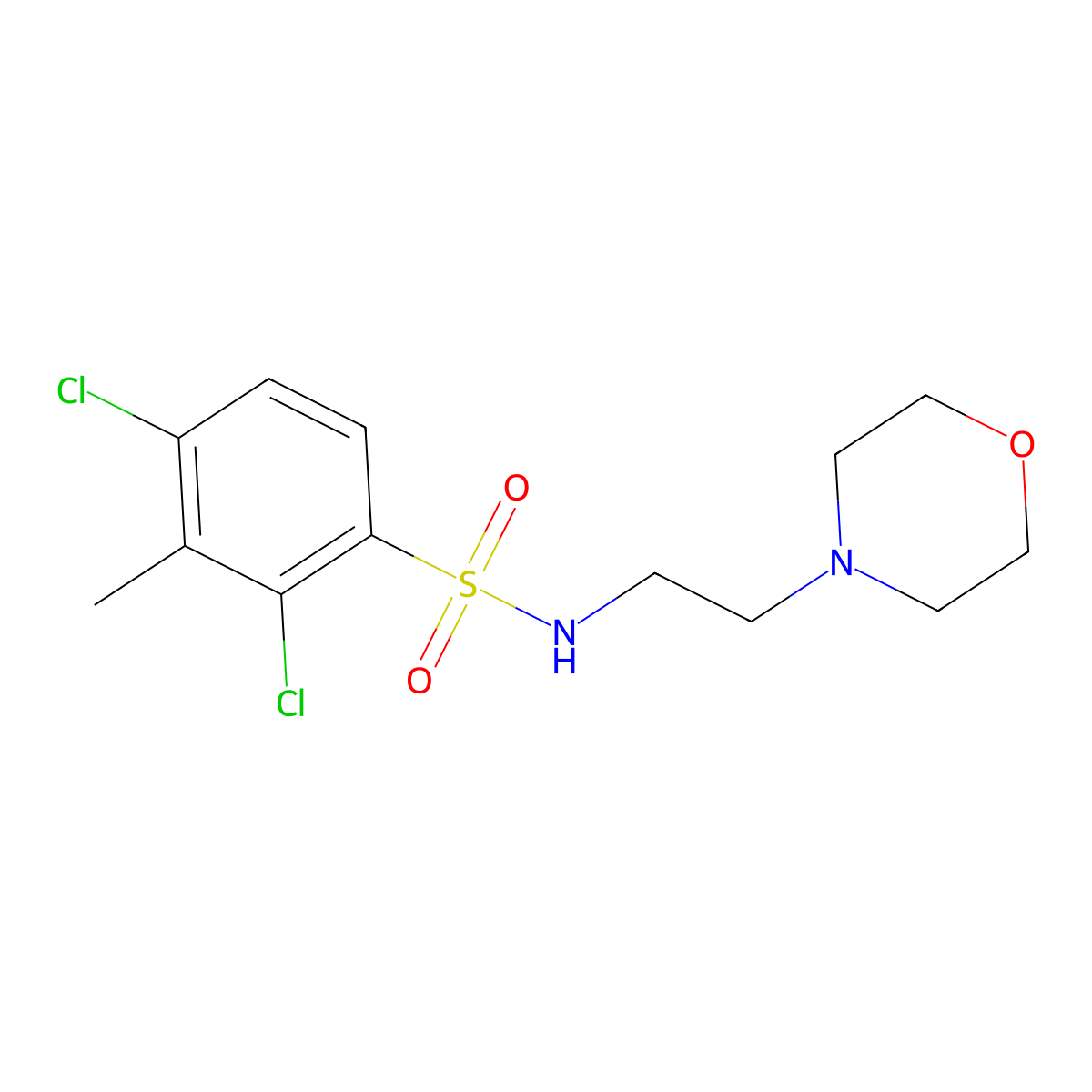 2,4-Dichloro-3-methyl-N-(2-morpholin-4-yl-ethyl)-benzenesulfonamide molecular structure, CAS 433704-75-7