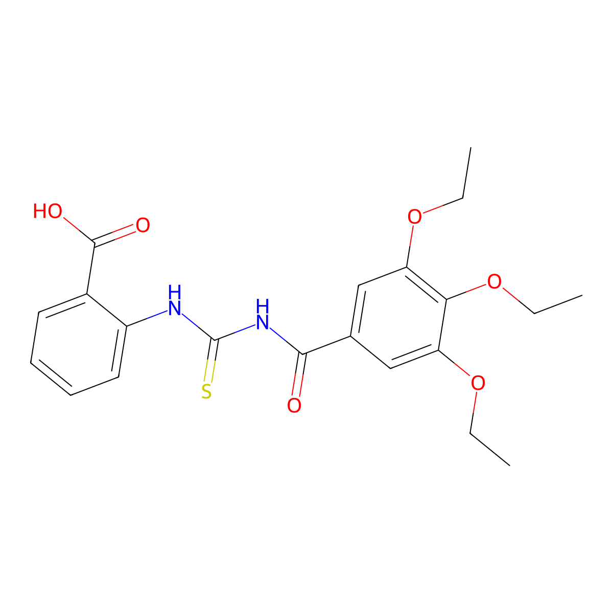 2-({[(3,4,5-Triethoxyphenyl)carbonyl]carbamothioyl}amino)benzoic acid molecular structure, CAS 433704-76-8