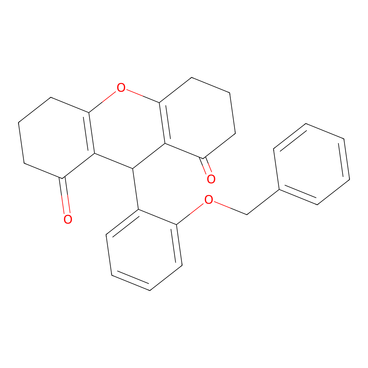 9-(2-phenylmethoxyphenyl)-3,4,5,6,7,9-hexahydro-2H-xanthene-1,8-dione molecular structure, CAS 433704-83-7