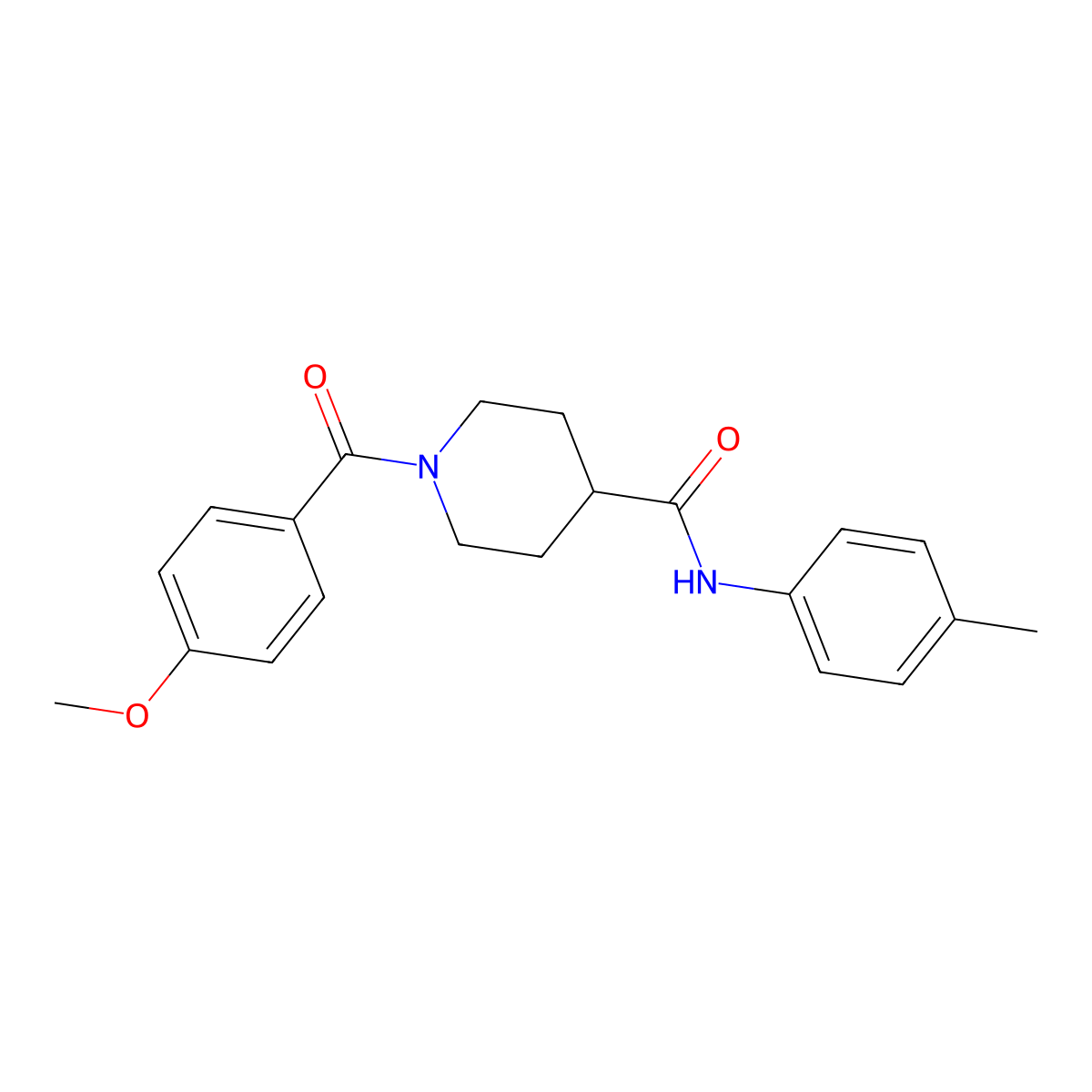 1-(4-methoxybenzoyl)-N-(4-methylphenyl)piperidine-4-carboxamide molecular structure, CAS 433704-91-7