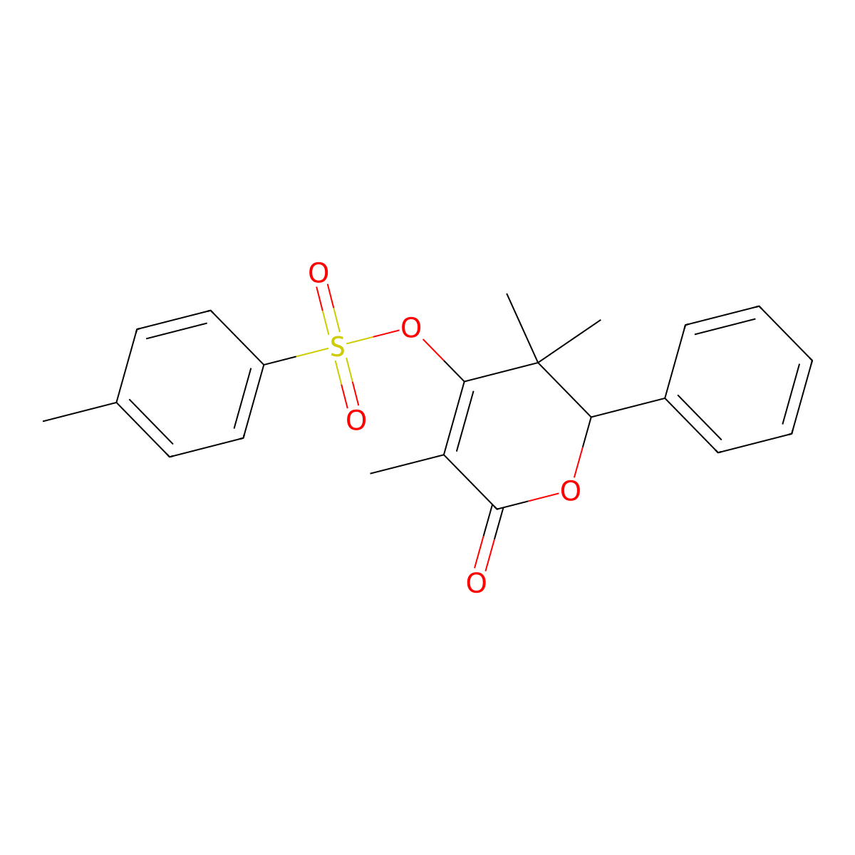 3,3,5-trimethyl-6-oxo-2-phenyl-3,6-dihydro-2H-pyran-4-yl 4-methylbenzenesulfonate molecular structure, CAS 433704-92-8