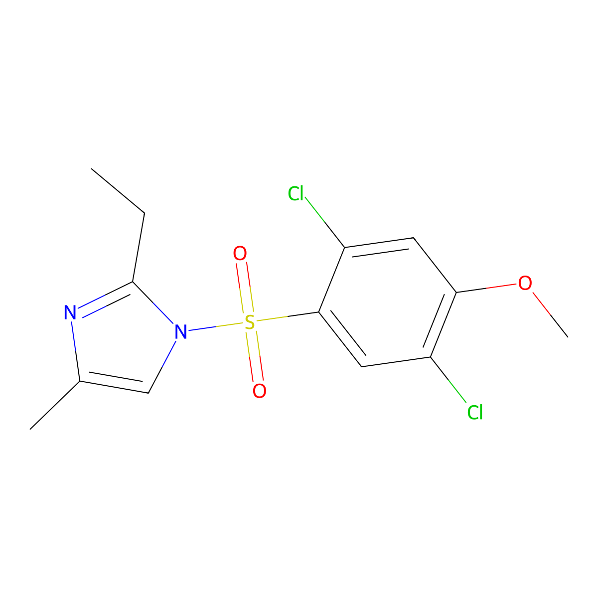 1-(2,5-Dichloro-4-methoxy-benzenesulfonyl)-2-ethyl-4-methyl-1H-imidazole molecular structure, CAS 433704-93-9