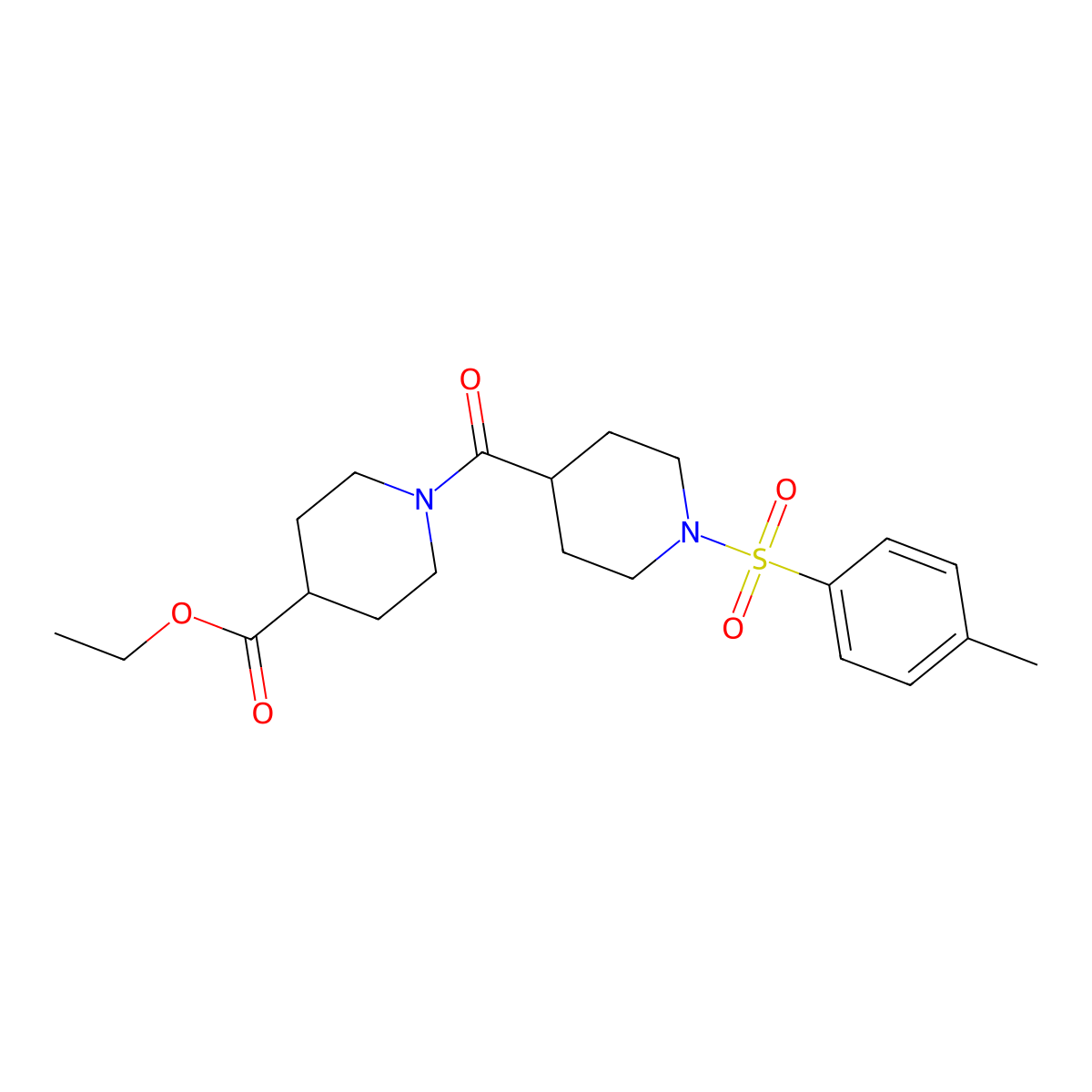Ethyl 1-[1-(4-methylbenzenesulfonyl)piperidine-4-carbonyl]piperidine-4-carboxylate molecular structure, CAS 433704-94-0