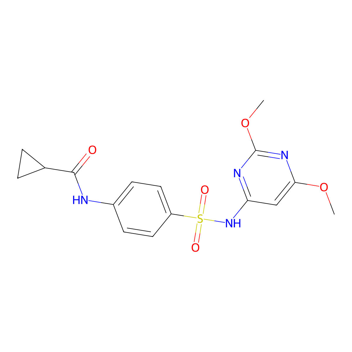 N-[4-[(2,6-dimethoxypyrimidin-4-yl)sulfamoyl]phenyl]cyclopropanecarboxamide molecular structure, CAS 433704-96-2