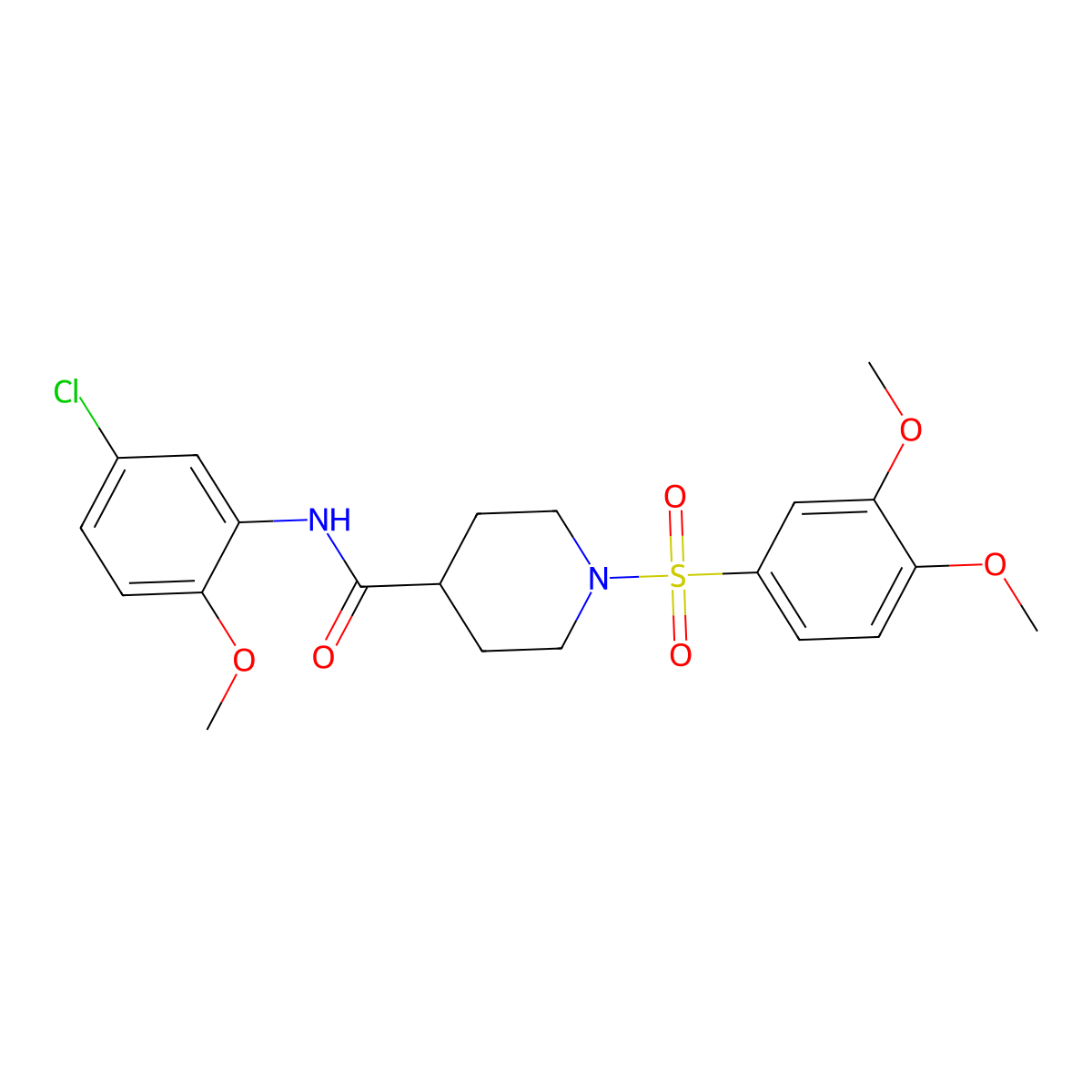 N-(5-chloro-2-methoxyphenyl)-1-(3,4-dimethoxyphenyl)sulfonylpiperidine-4-carboxamide molecular structure, CAS 433705-01-2