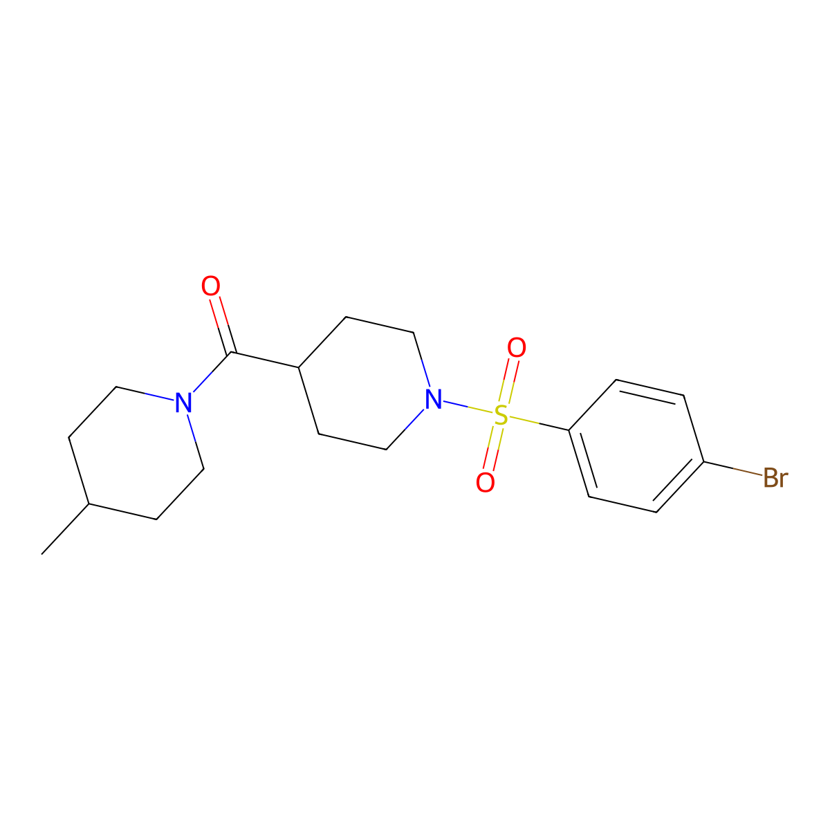 [1-(4-Bromophenyl)sulfonylpiperidin-4-yl]-(4-methylpiperidin-1-yl)methanone molecular structure, CAS 433705-10-3