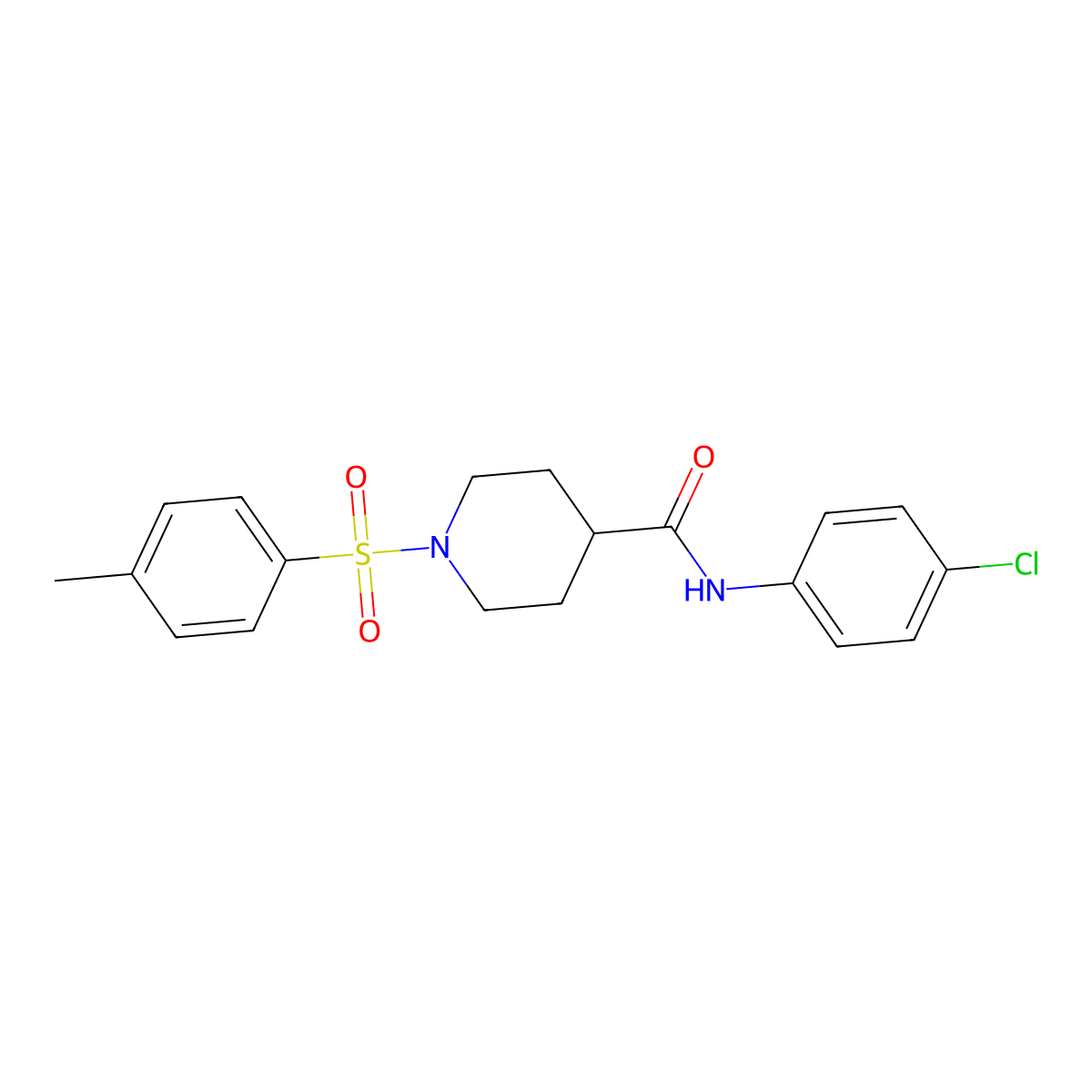 N-(4-chlorophenyl)-1-[(4-methylphenyl)sulfonyl]-4-piperidinecarboxamide molecular structure, CAS 433705-13-6