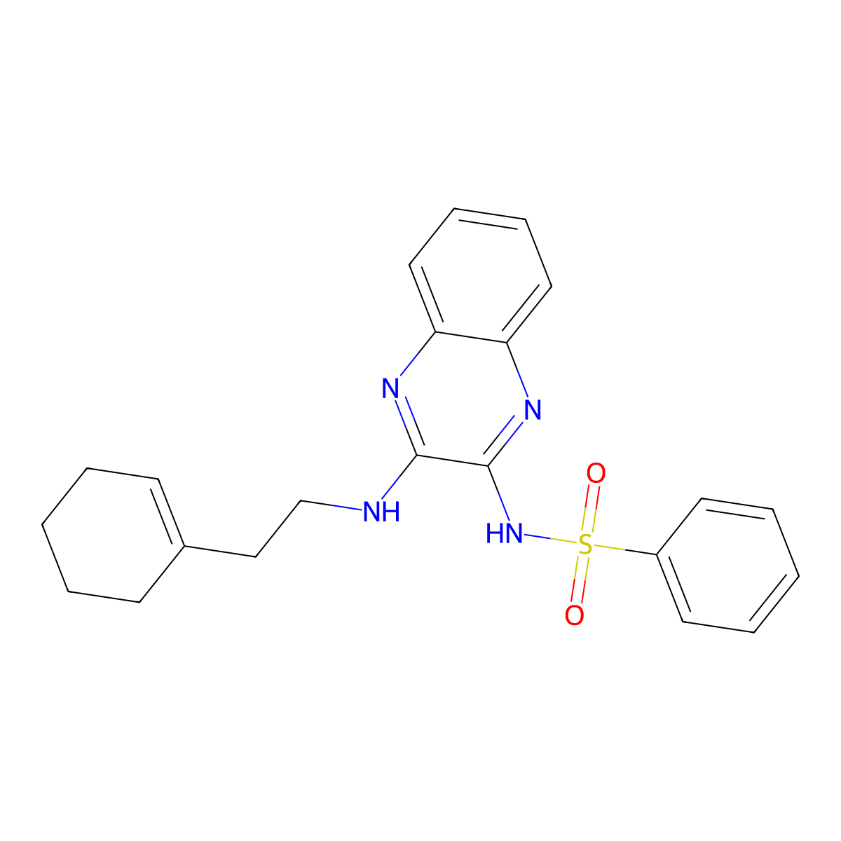 N-[3-[2-(1-cyclohexenyl)ethylamino]-2-quinoxalinyl]benzenesulfonamide molecular structure, CAS 433705-23-8
