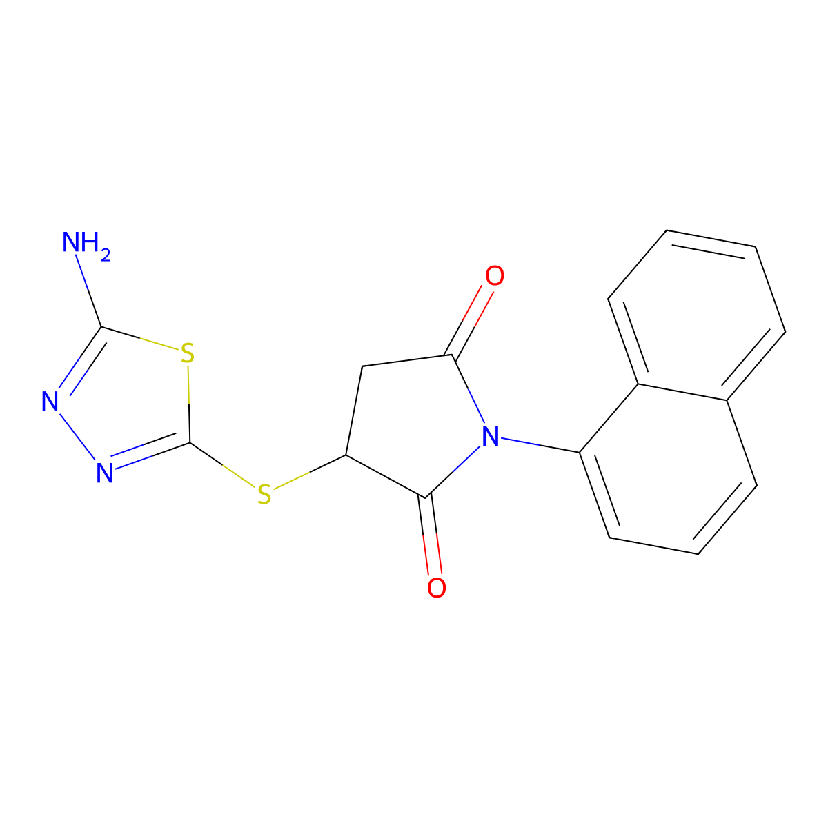 3-[(5-Amino-1,3,4-thiadiazol-2-yl)sulfanyl]-1-(1-naphthyl)-2,5-pyrrolidinedione molecular structure, CAS 433705-25-0