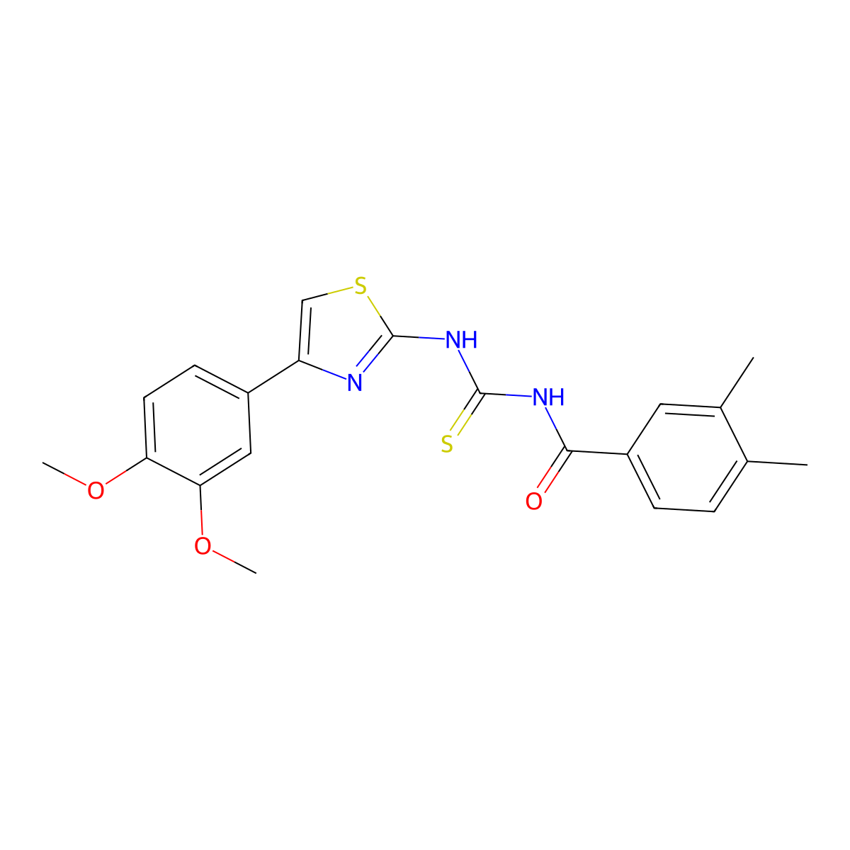 N-[[4-(3,4-dimethoxyphenyl)-1,3-thiazol-2-yl]carbamothioyl]-3,4-dimethylbenzamide molecular structure, CAS 433705-35-2