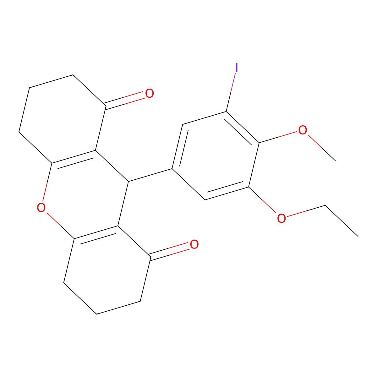 9-(3-ethoxy-5-iodo-4-methoxyphenyl)-3,4,5,6,7,9-hexahydro-2H-xanthene-1,8-dione molecular structure, CAS 433705-44-3