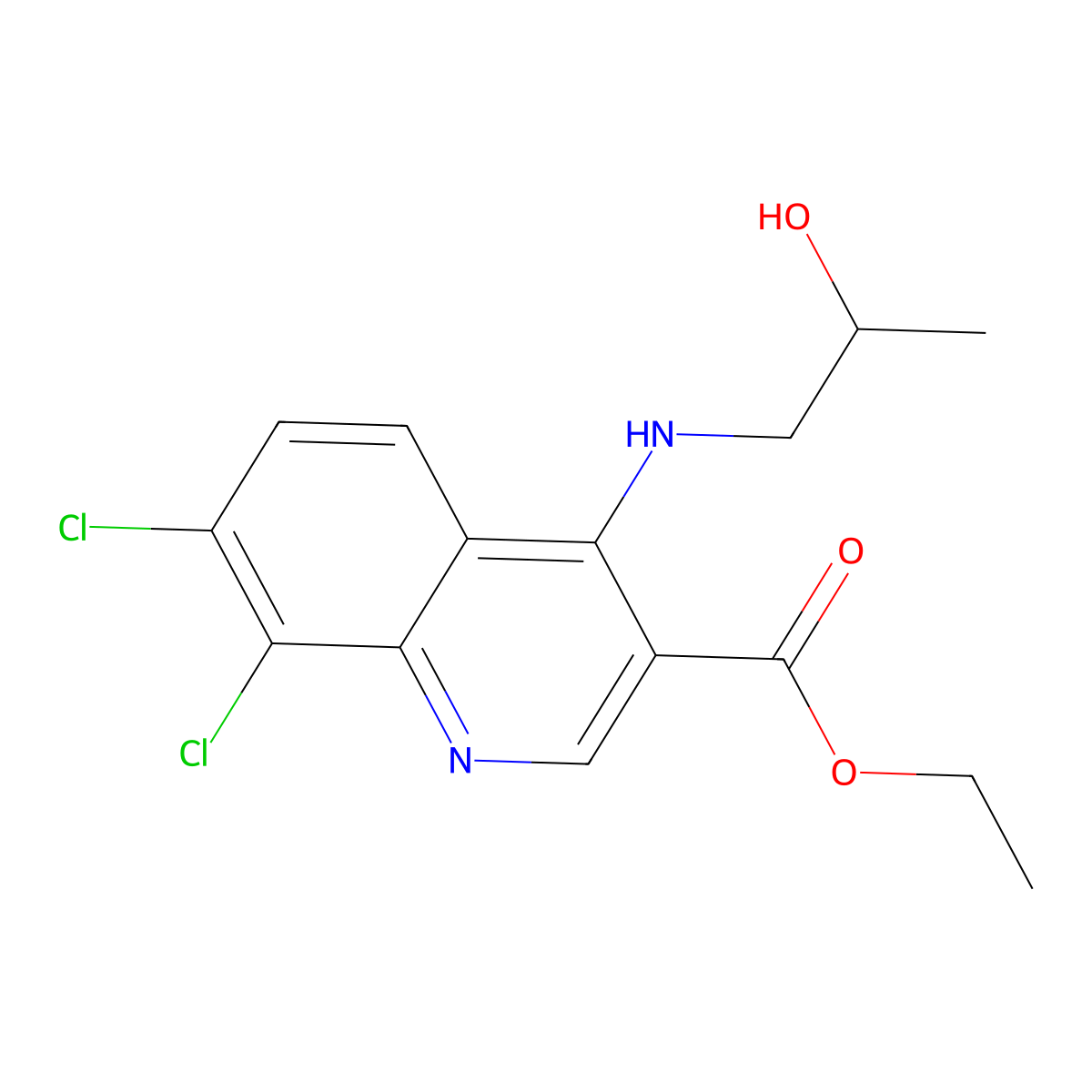 Ethyl 7,8-dichloro-4-(2-hydroxypropylamino)quinoline-3-carboxylate molecular structure, CAS 433705-52-3