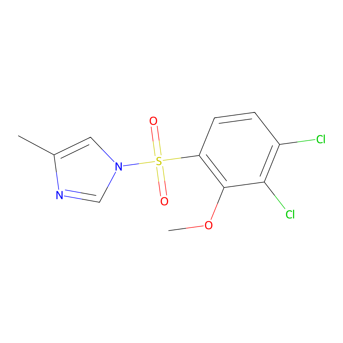 1-((3,4-dichloro-2-methoxyphenyl)sulfonyl)-4-methyl-1H-imidazole molecular structure, CAS 433705-56-7