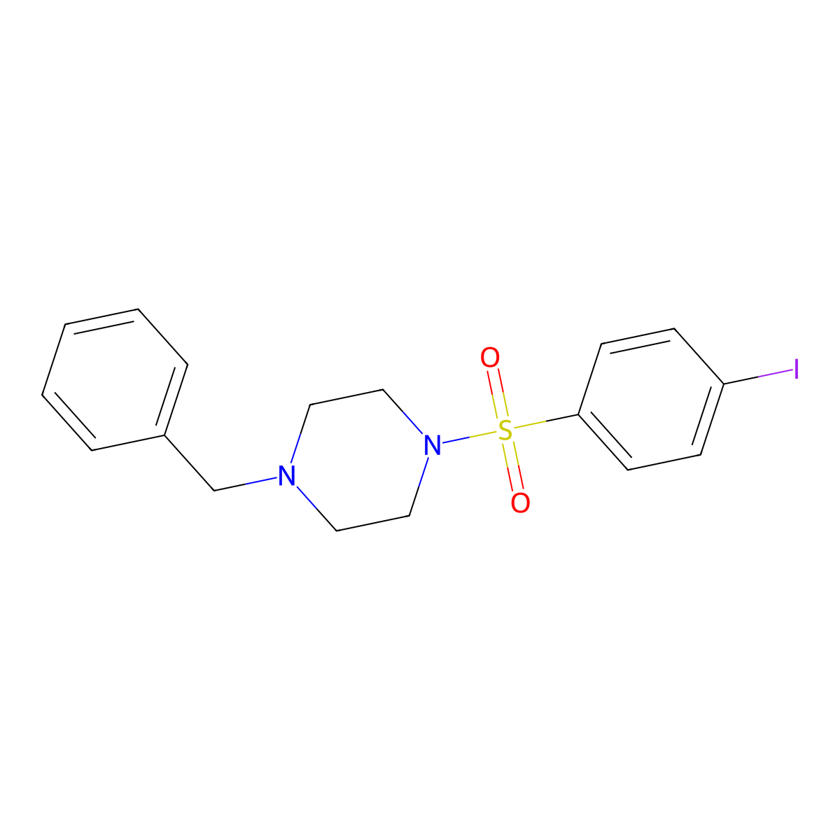 1-Benzyl-4-(4-iodophenyl)sulfonylpiperazine molecular structure, CAS 433705-58-9