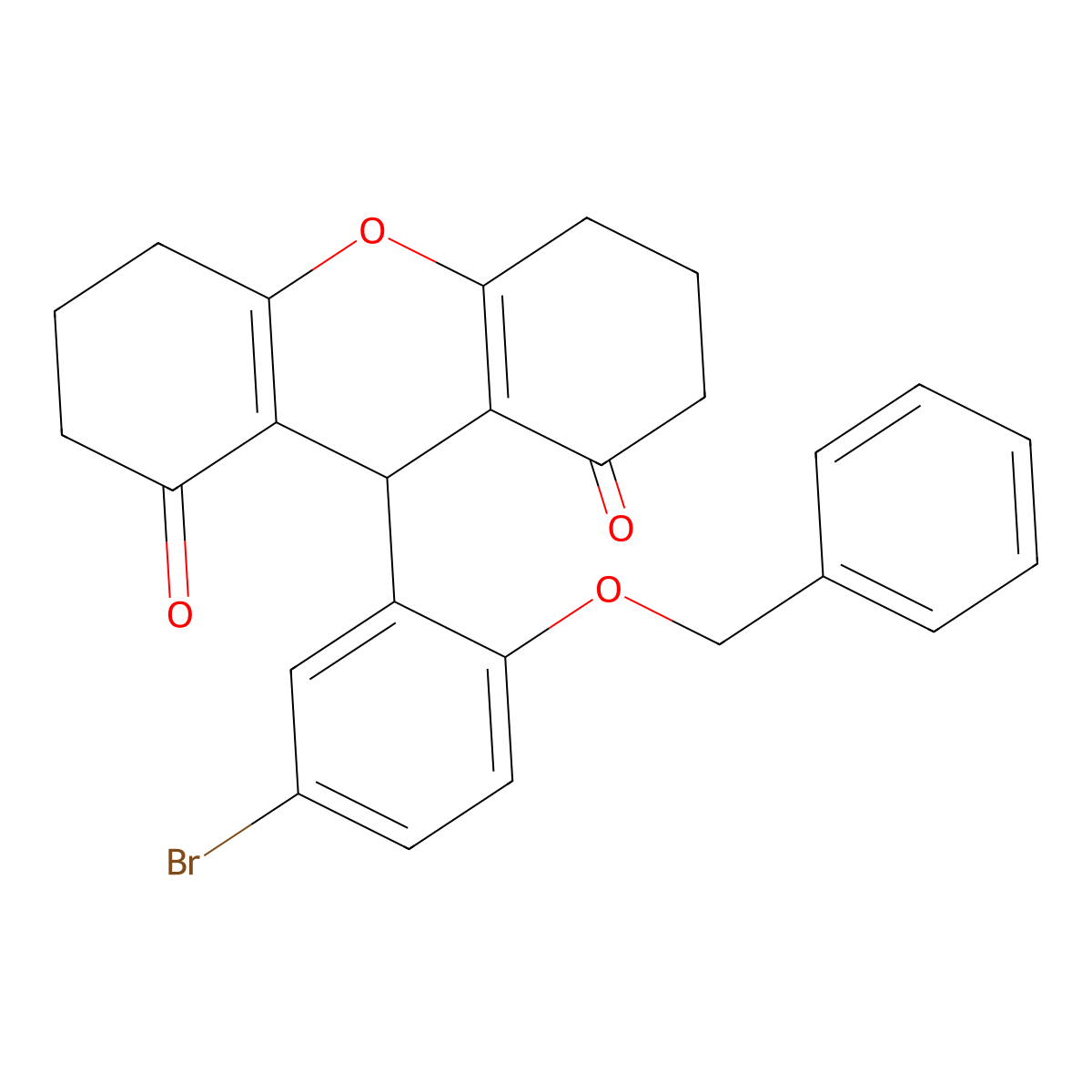 9-(5-bromo-2-phenylmethoxyphenyl)-3,4,5,6,7,9-hexahydro-2H-xanthene-1,8-dione molecular structure, CAS 433705-60-3