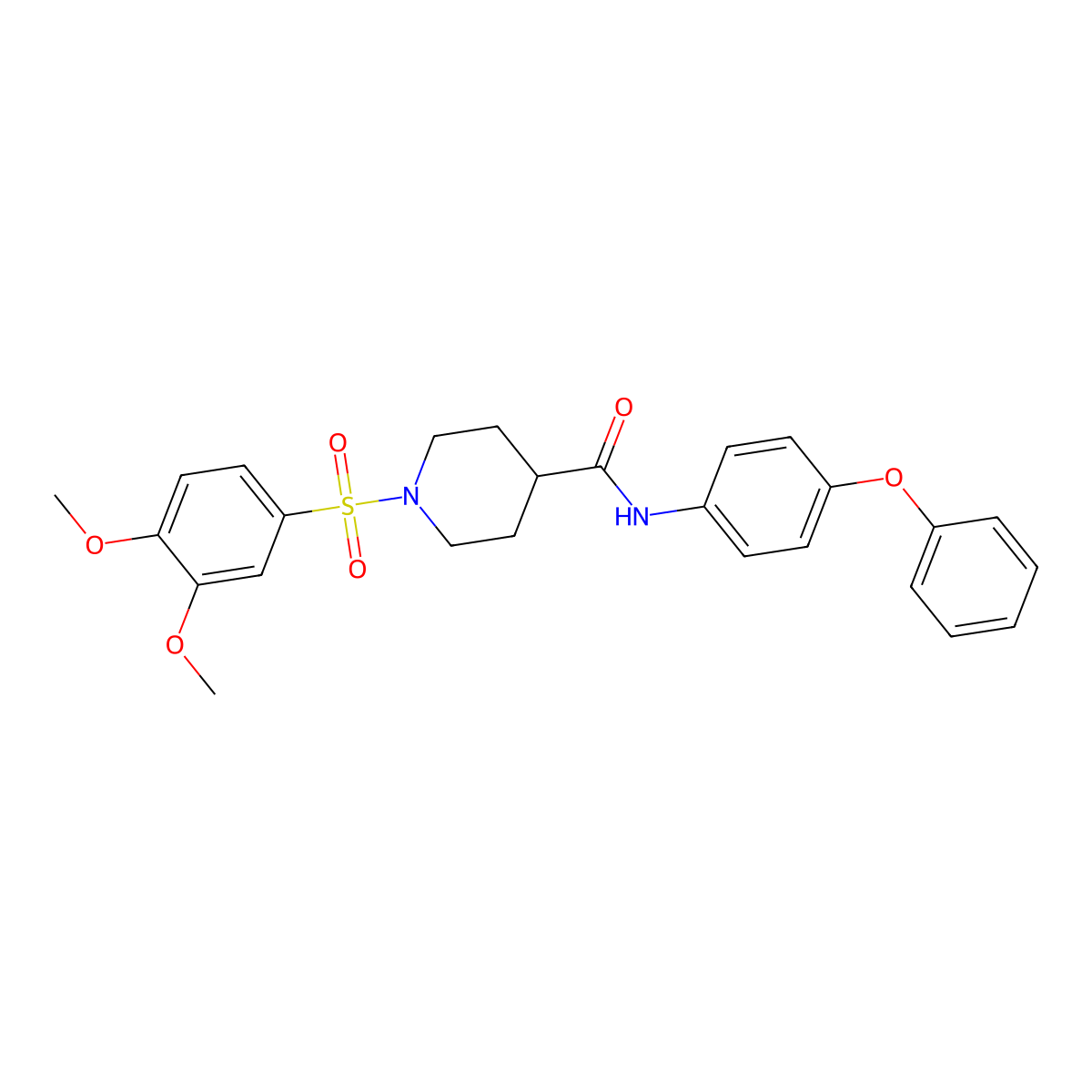1-(3,4-dimethoxyphenyl)sulfonyl-N-(4-phenoxyphenyl)piperidine-4-carboxamide molecular structure, CAS 433705-64-7
