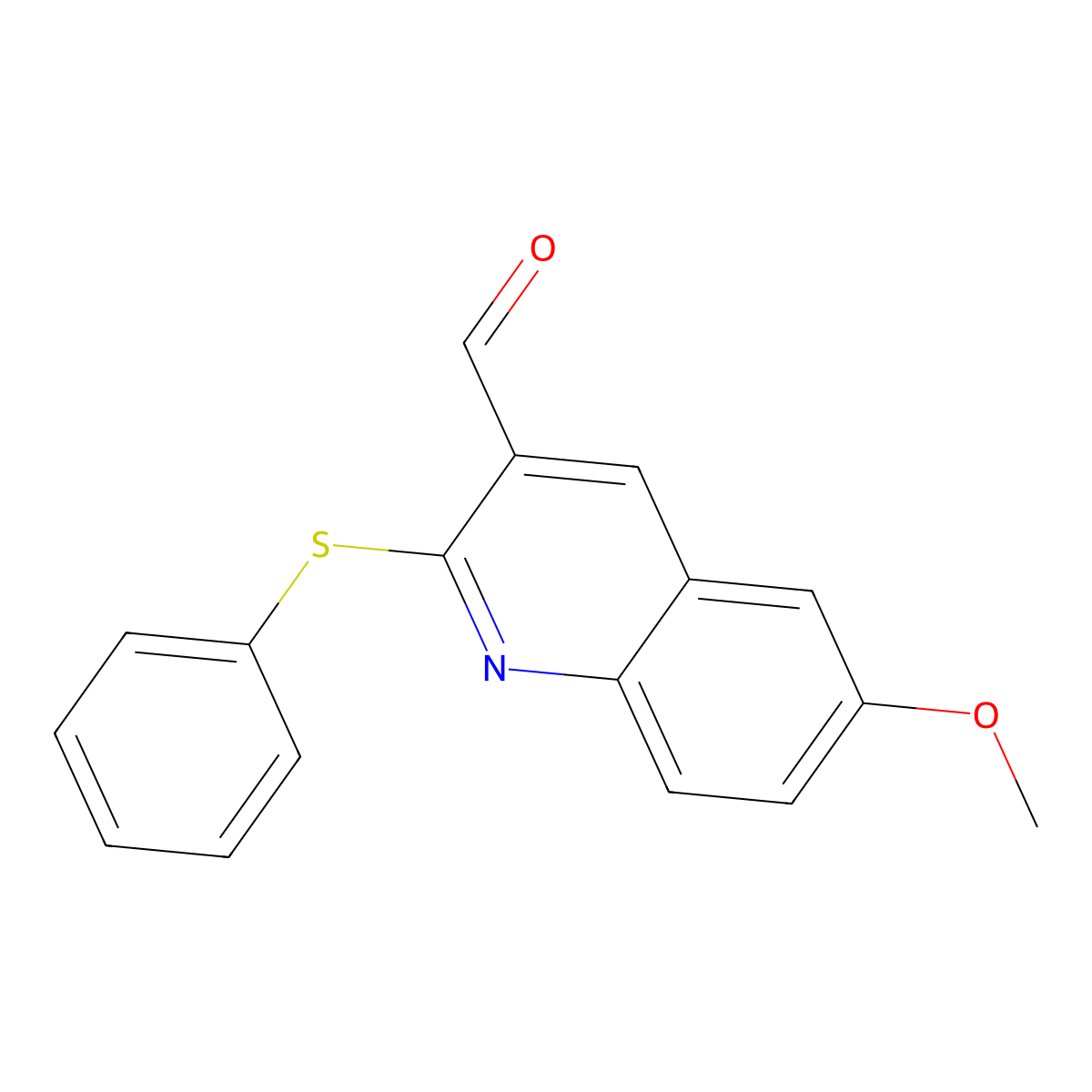 6-Methoxy-2-phenylsulfanylquinoline-3-carbaldehyde molecular structure, CAS 433705-71-6