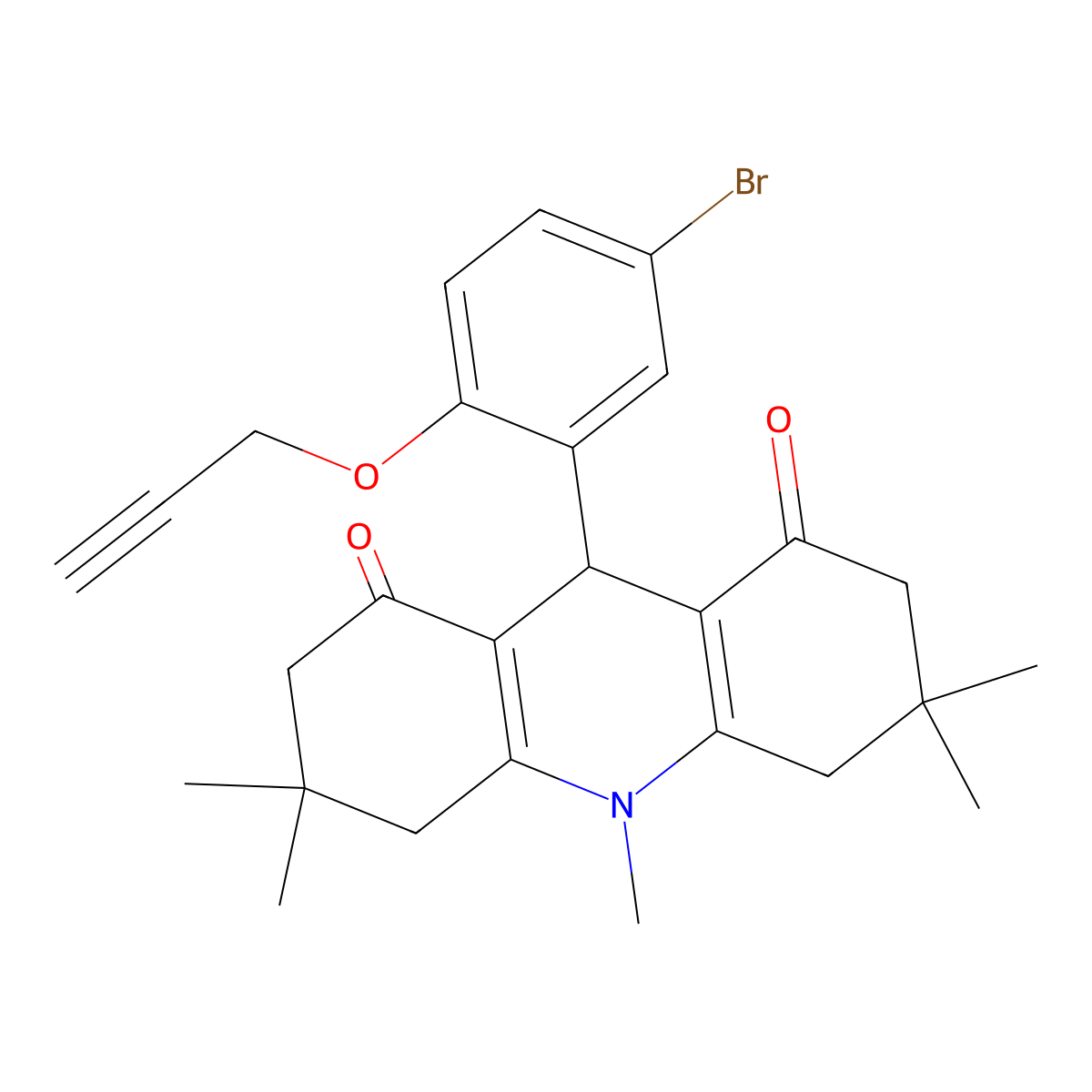 9-(5-bromo-2-prop-2-ynoxyphenyl)-3,3,6,6,10-pentamethyl-4,5,7,9-tetrahydro-2H-acridine-1,8-dione molecular structure, CAS 433705-73-8