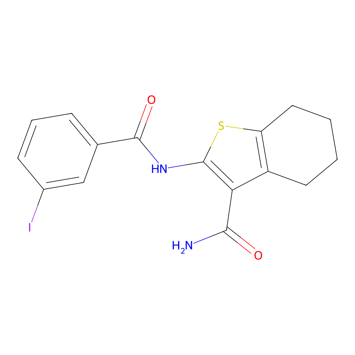 2-[(3-Iodobenzoyl)amino]-4,5,6,7-tetrahydro-1-benzothiophene-3-carboxamide molecular structure, CAS 433705-74-9