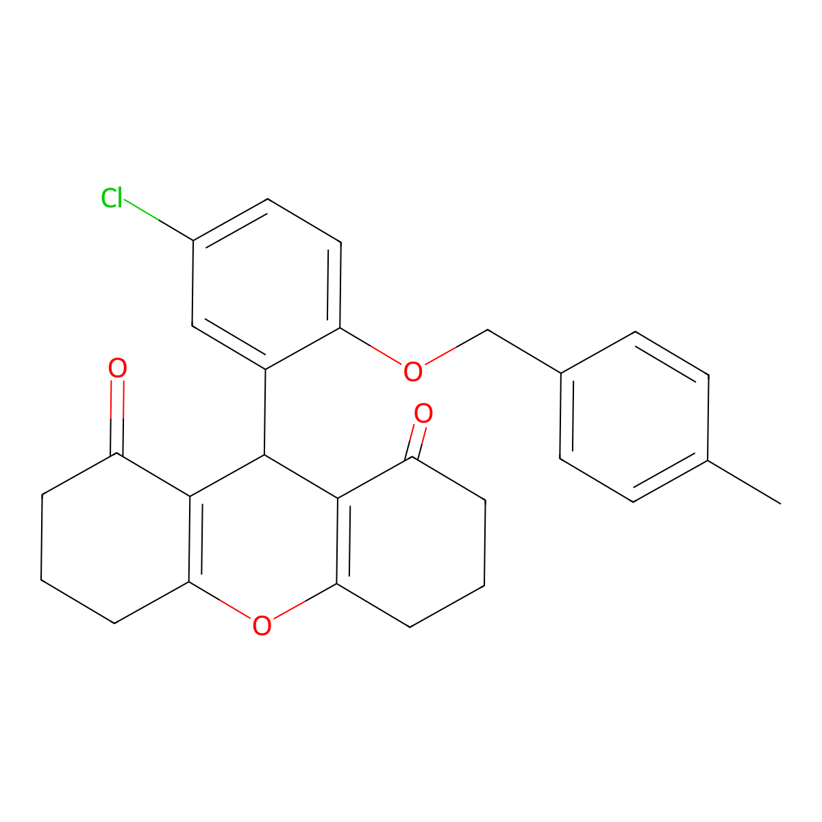 9-[5-chloro-2-[(4-methylphenyl)methoxy]phenyl]-3,4,5,6,7,9-hexahydro-2H-xanthene-1,8-dione molecular structure, CAS 433705-82-9