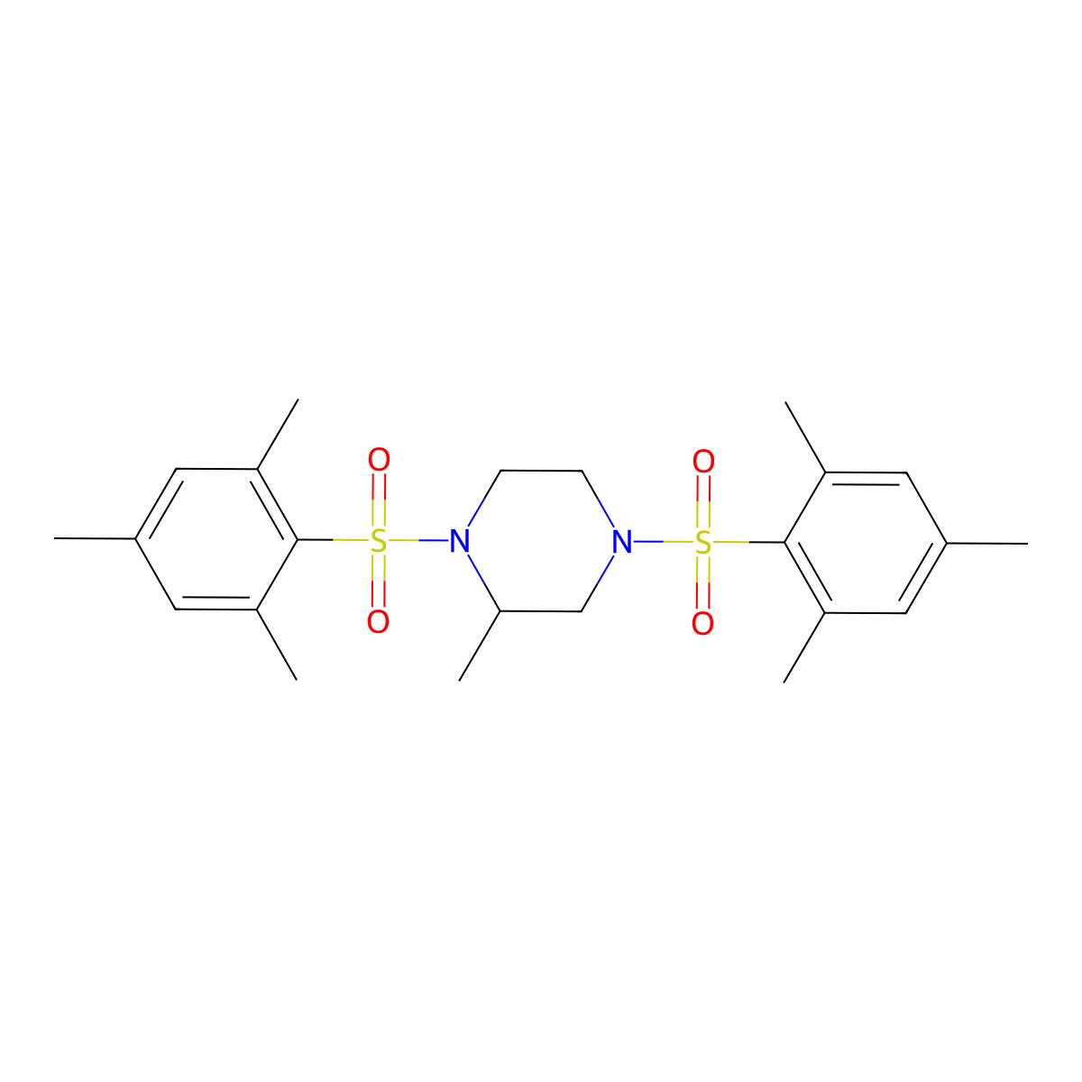 2-Methyl-1,4-bis(2,4,6-trimethylbenzenesulfonyl)piperazine molecular structure, CAS 433705-92-1